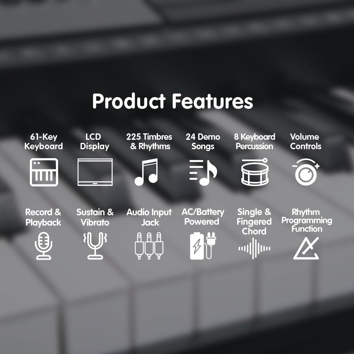 Karrera 61 Keys Electronic Keyboard Piano with Stand - Black 4