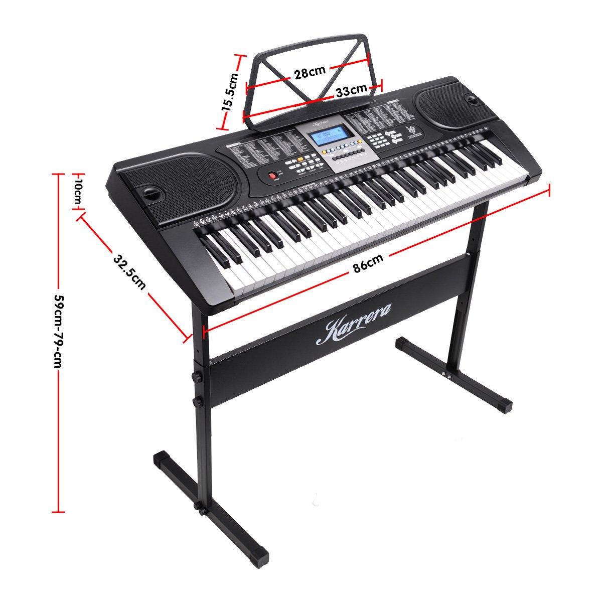 Karrera 61 Keys Electronic Keyboard Piano with Stand - Black 8