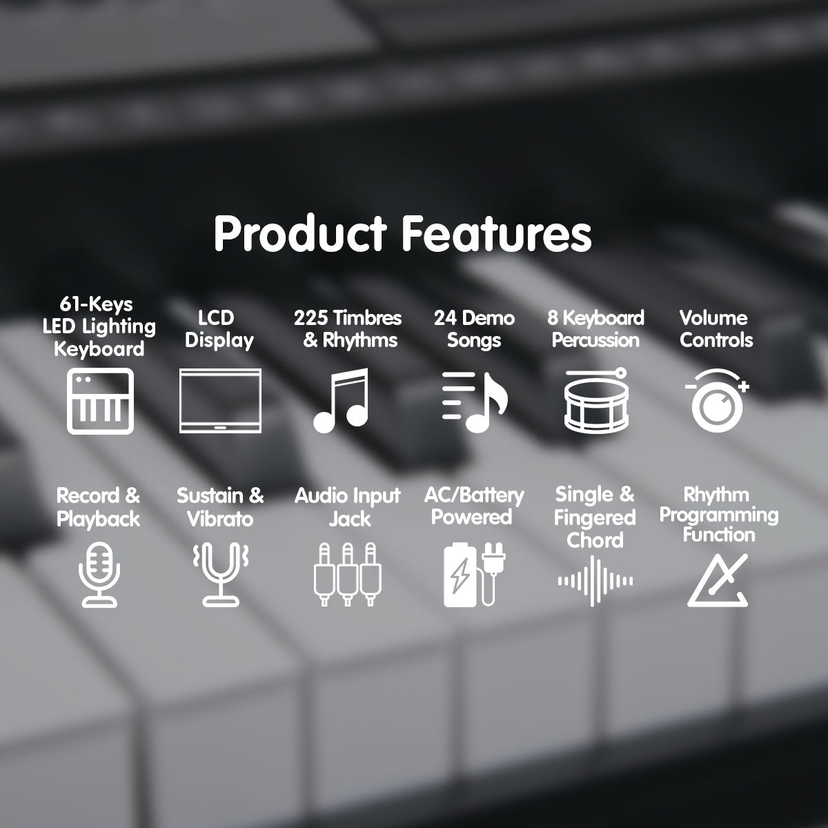 Karrera 61 Keys Electronic LED Keyboard Piano with Stand - Black 5
