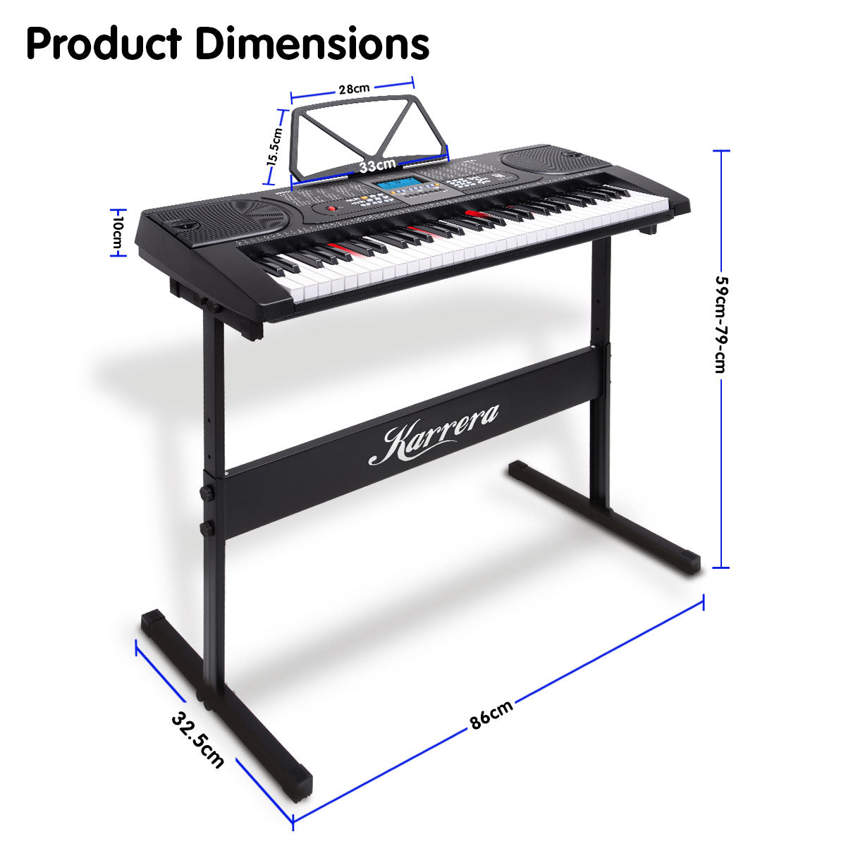 Karrera 61 Keys Electronic LED Keyboard Piano with Stand - Black 6