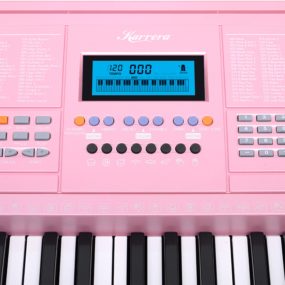 Karrera 61 Keys Electronic Keyboard Piano Music with Stand - Pink 7