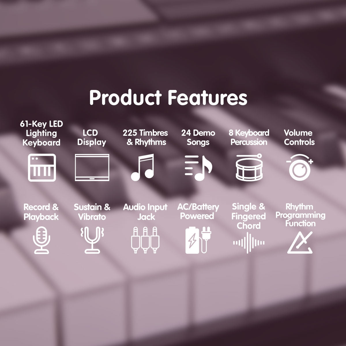 Karrera 61 Keys Electronic LED Piano Keyboard with Stand - Pink 3