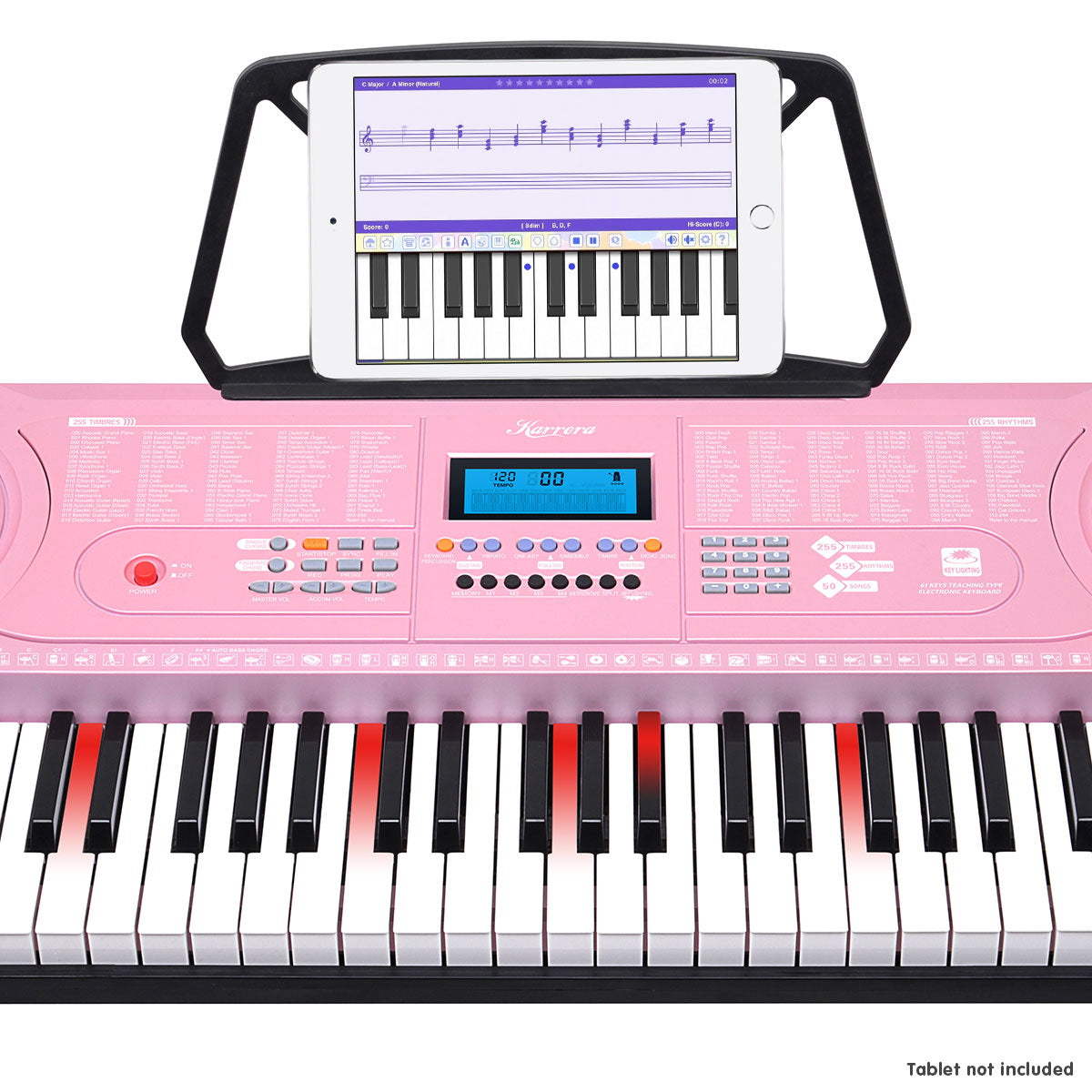 Karrera 61 Keys Electronic LED Piano Keyboard with Stand - Pink 8