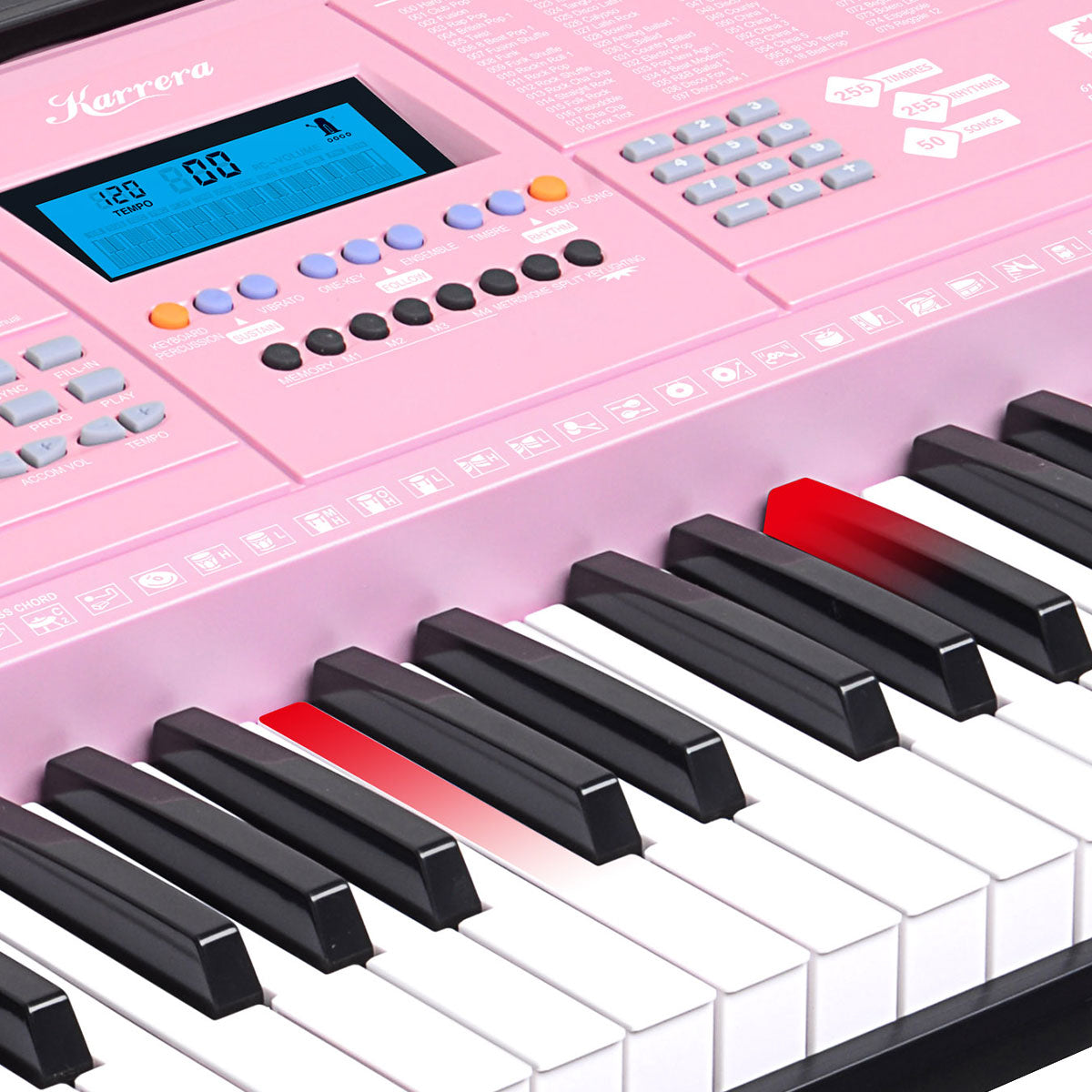 Karrera 61 Keys Electronic LED Piano Keyboard with Stand - Pink 10