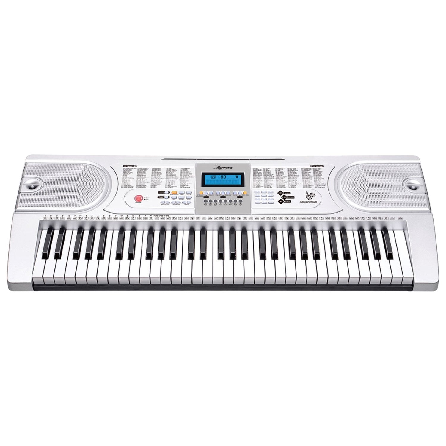 Karrera 61 Keys Electronic Keyboard Teaching Piano with Electric Stand in Silver CHJ-61