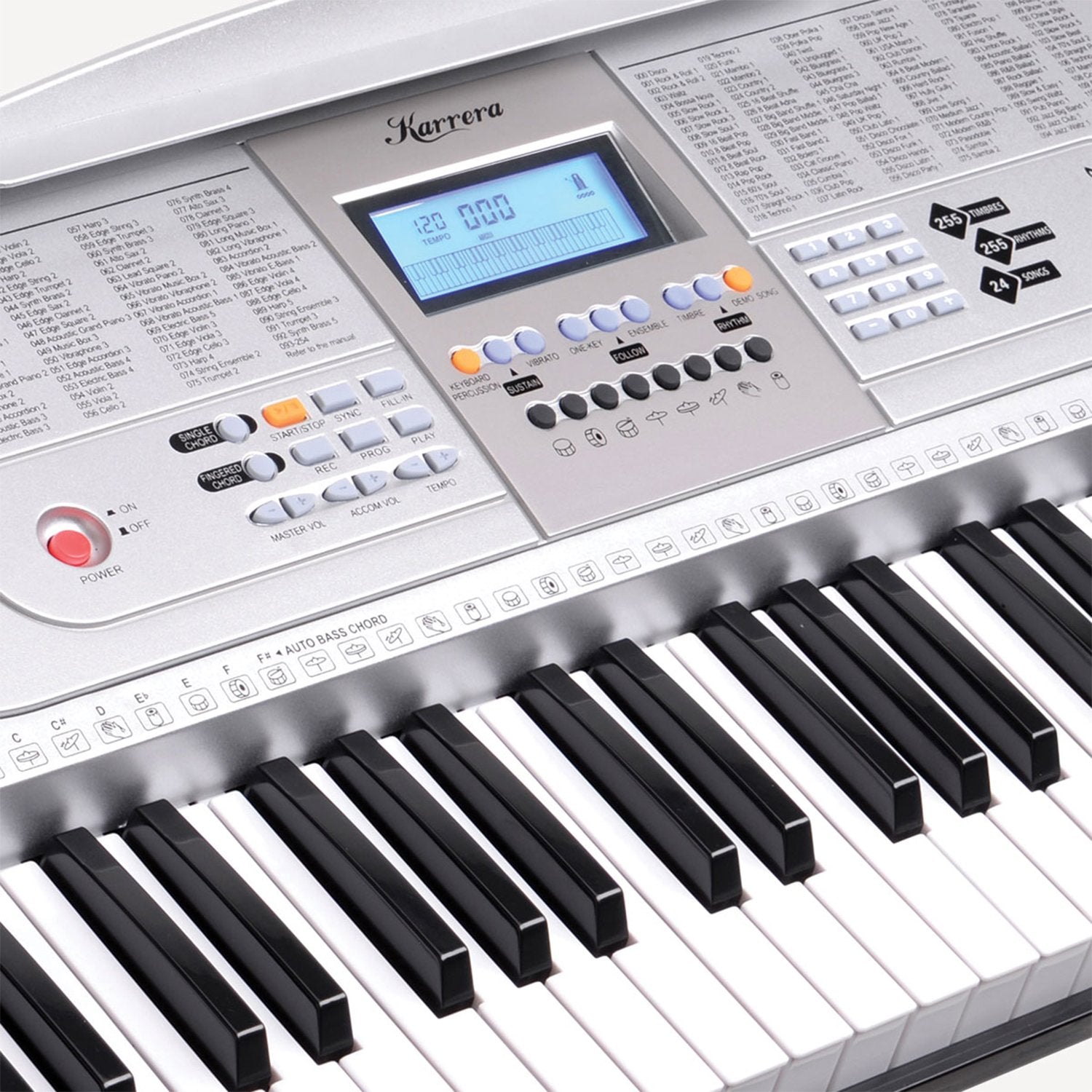 Karrera 61 Keys Electronic LED Keyboard Piano with Stand - Silver 6
