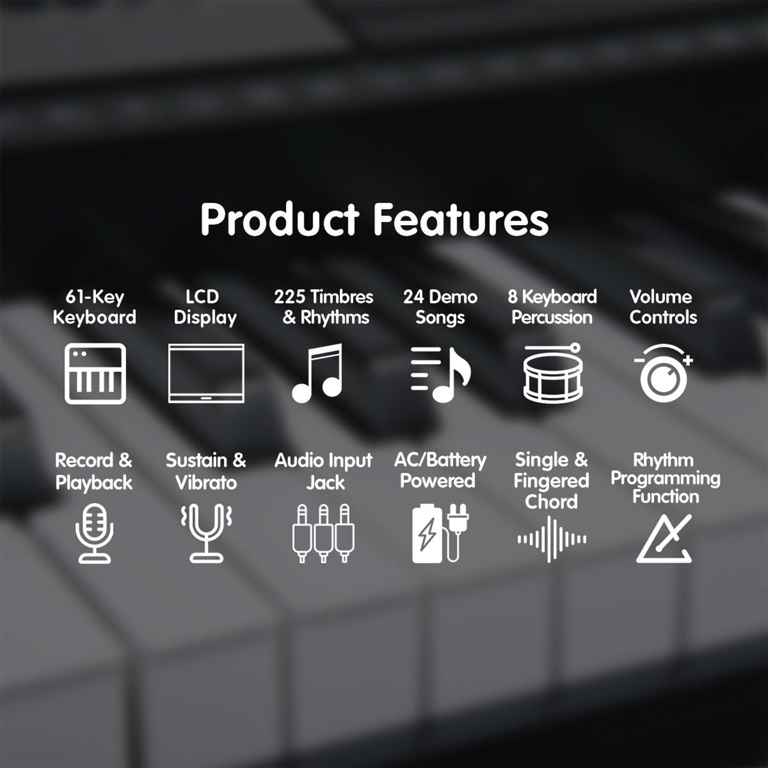 Karrera 61 Keys Electronic LED Keyboard Piano with Stand - Silver 9