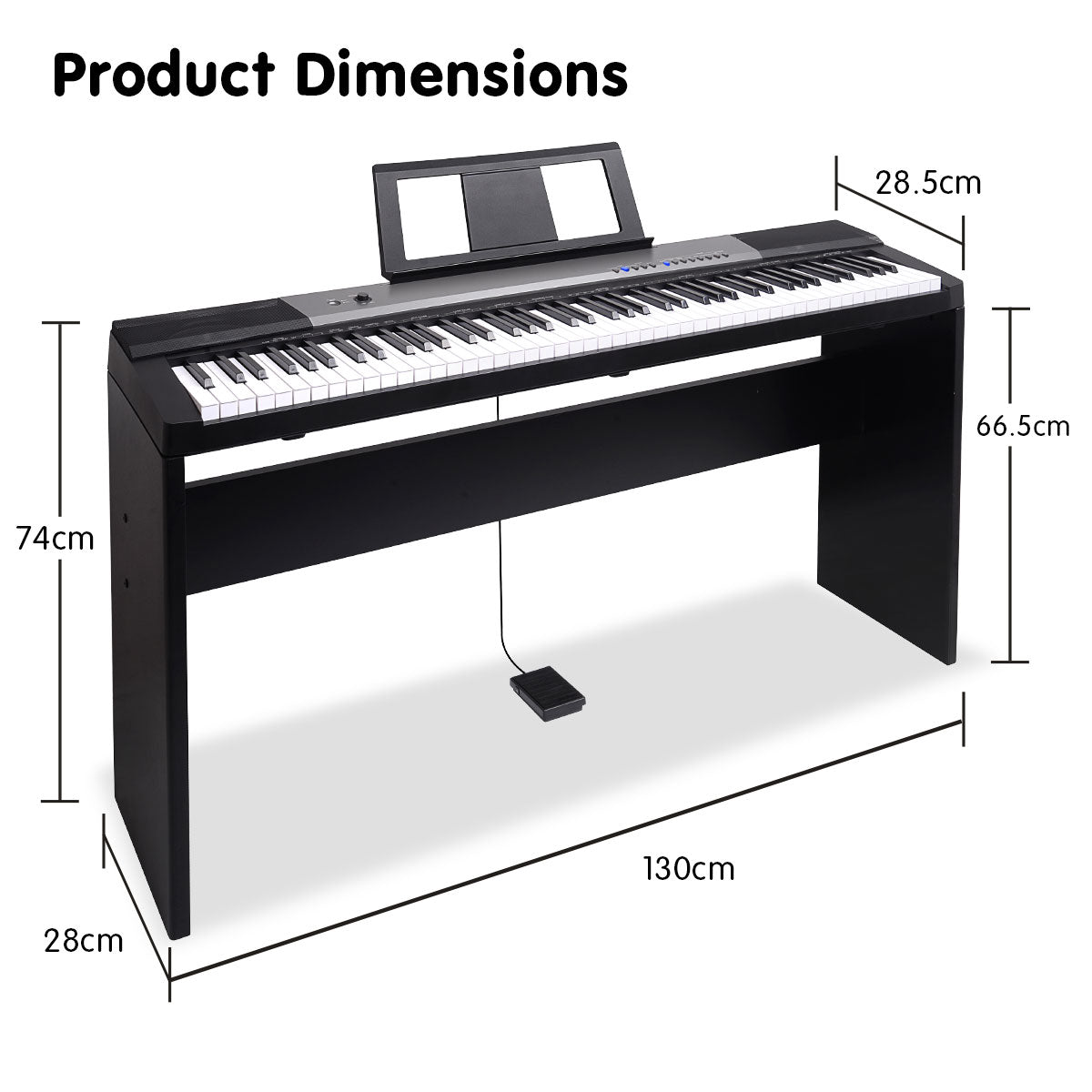 Karrera 88 Keys Electronic Keyboard Piano with Stand Black 7
