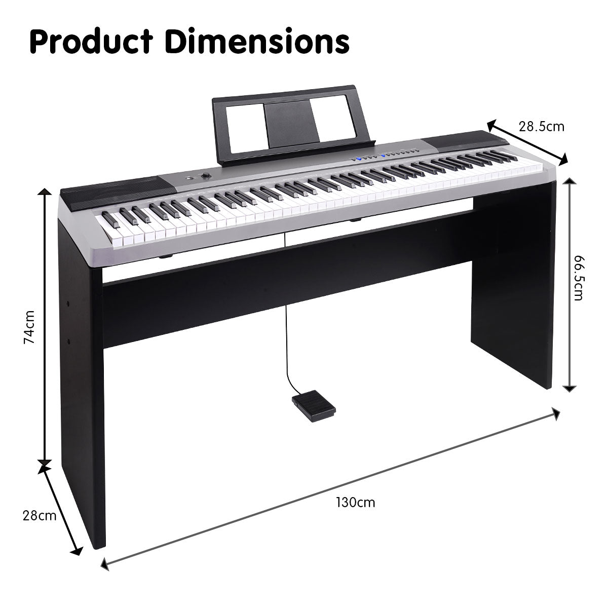 Karrera 88 Keys Electronic Keyboard Piano with Stand Silver 6