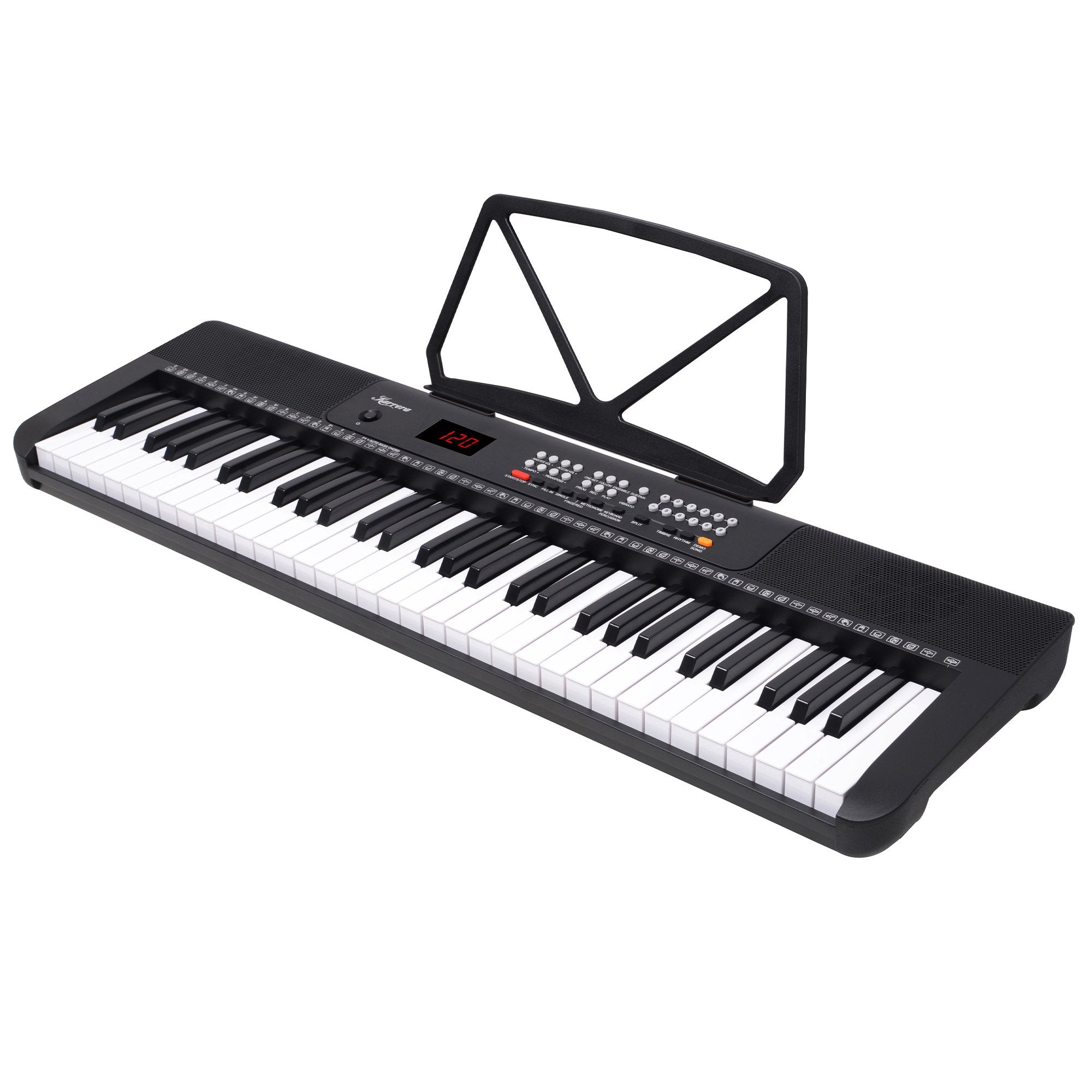 Karrera 61-Key Electronic Piano Keyboard with LED and Folding Stand in Black CHJ-SD1 5