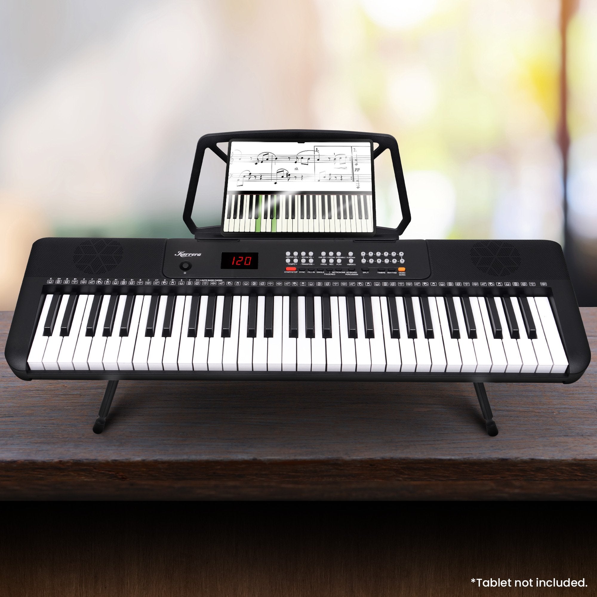Karrera 61-Key Electronic Piano Keyboard with LED and Folding Stand in Black CHJ-SD1 10