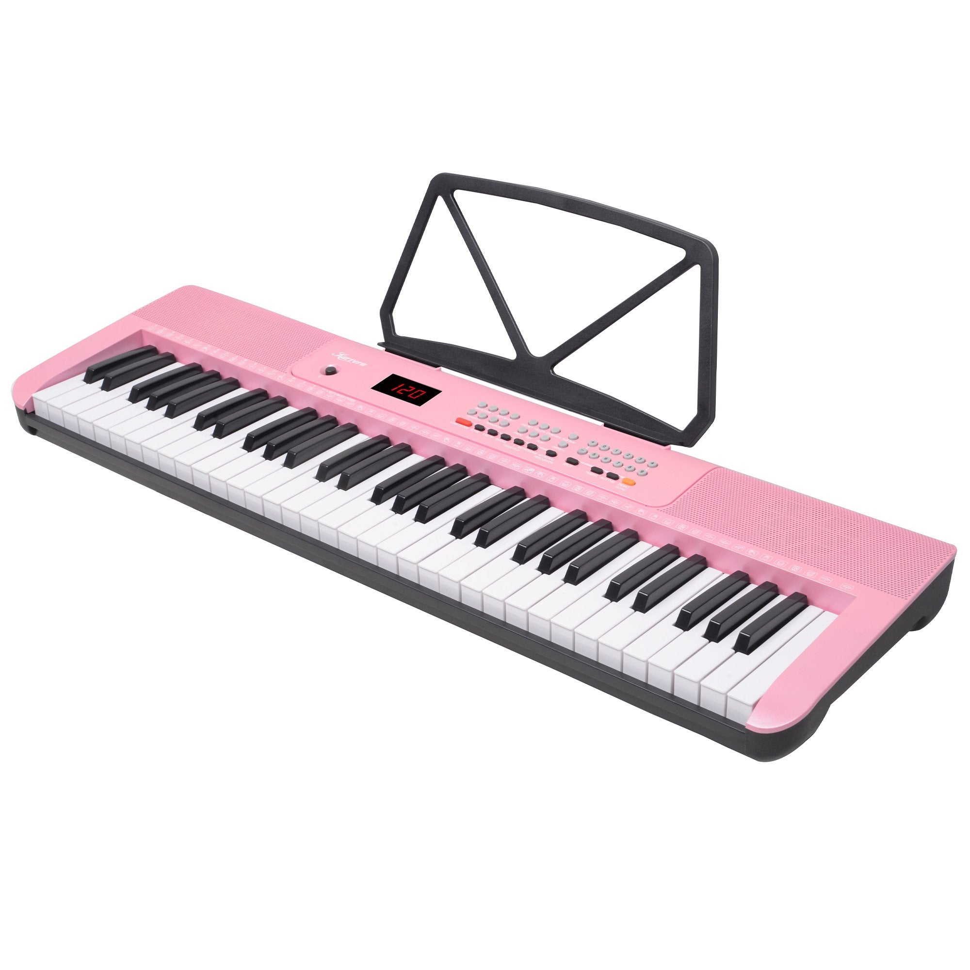 Karrera 61-Key Electronic Piano Keyboard with LED and Folding Stand in Pink CHJ-SD1 4