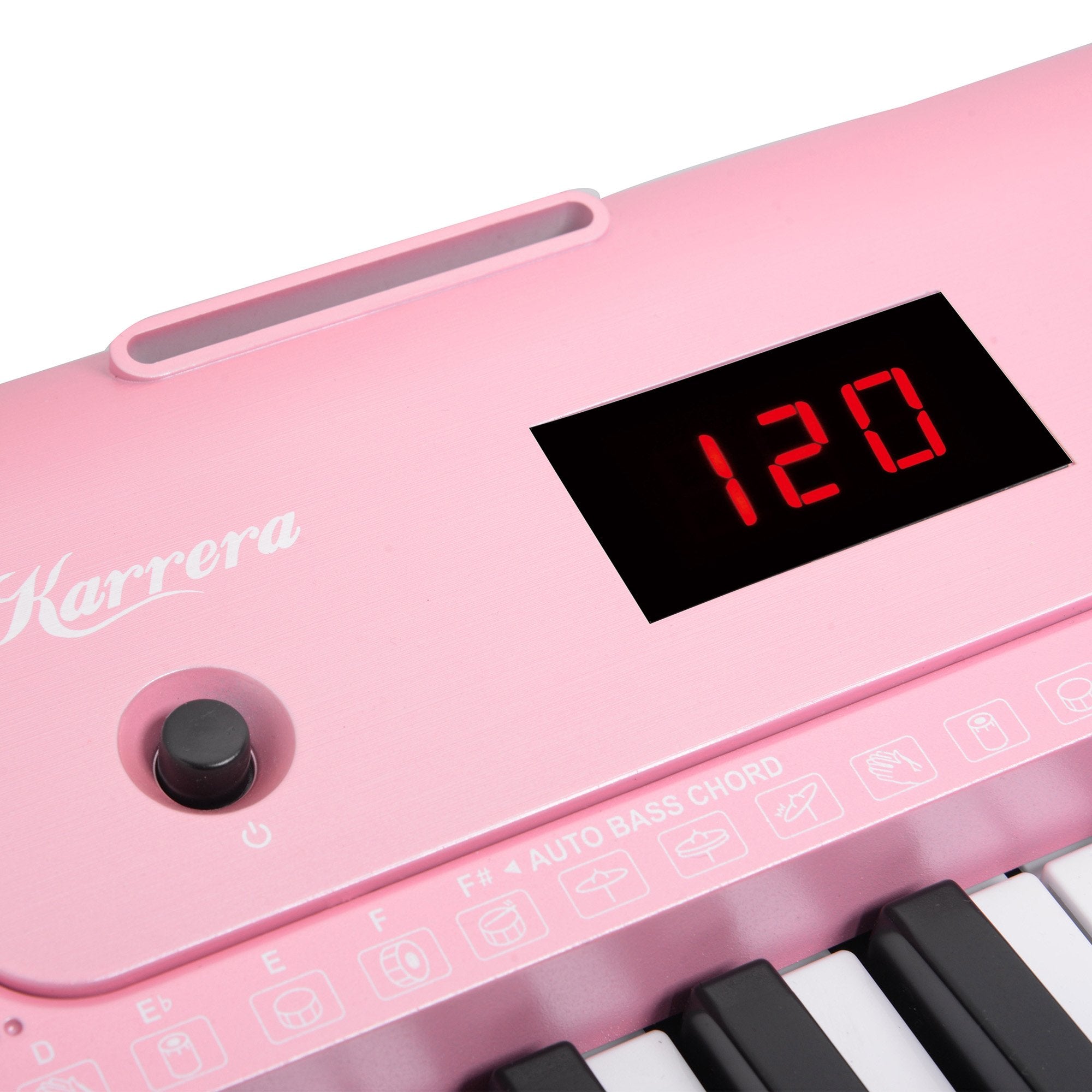 Karrera 61-Key Electronic Piano Keyboard with LED and Folding Stand in Pink CHJ-SD1 5