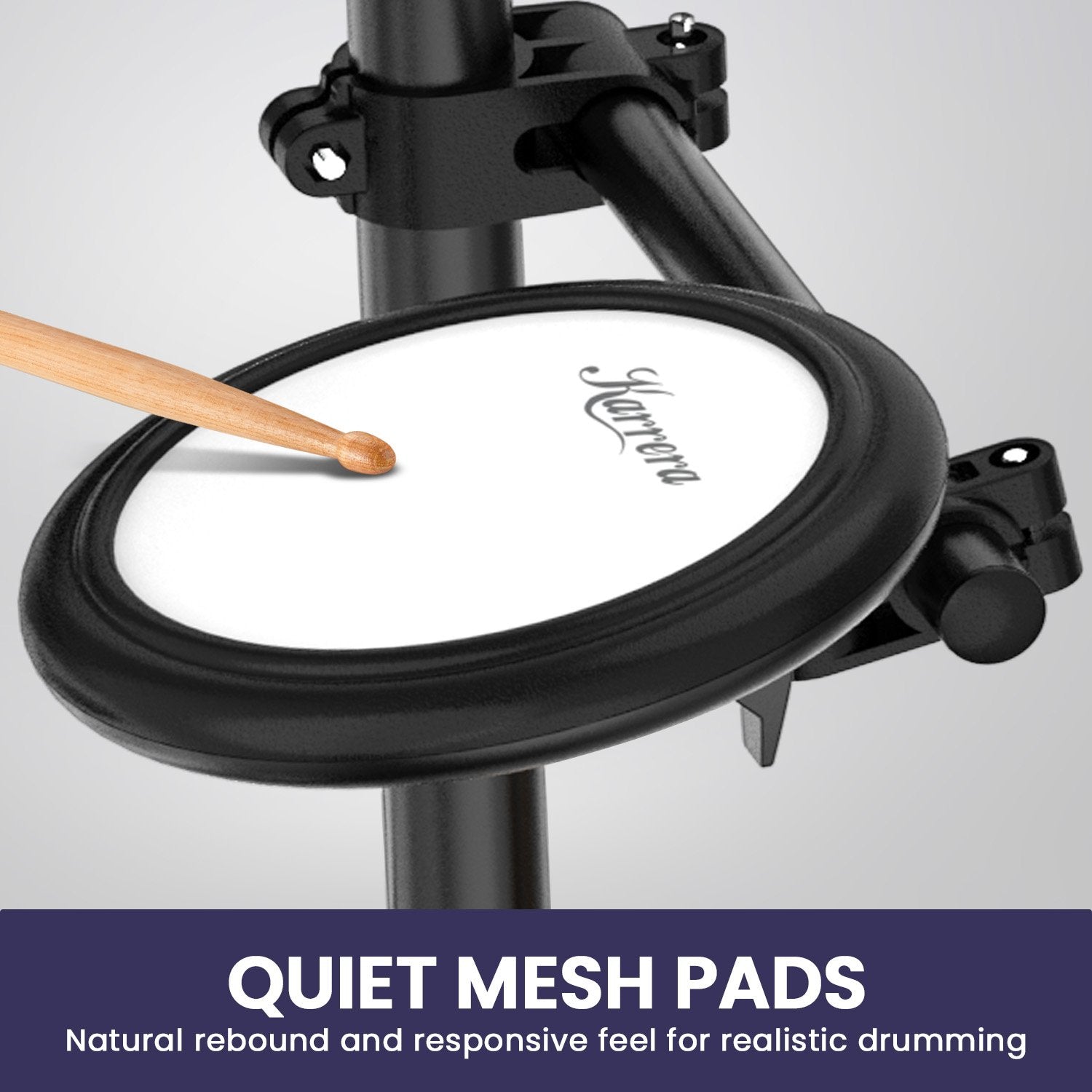 Karrera 18S Electronic Drum Kit Mesh Pads 8in Snare Bluetooth Sounds USB/MIDI Output Kick Pedals Drum Coach & Metronome 5