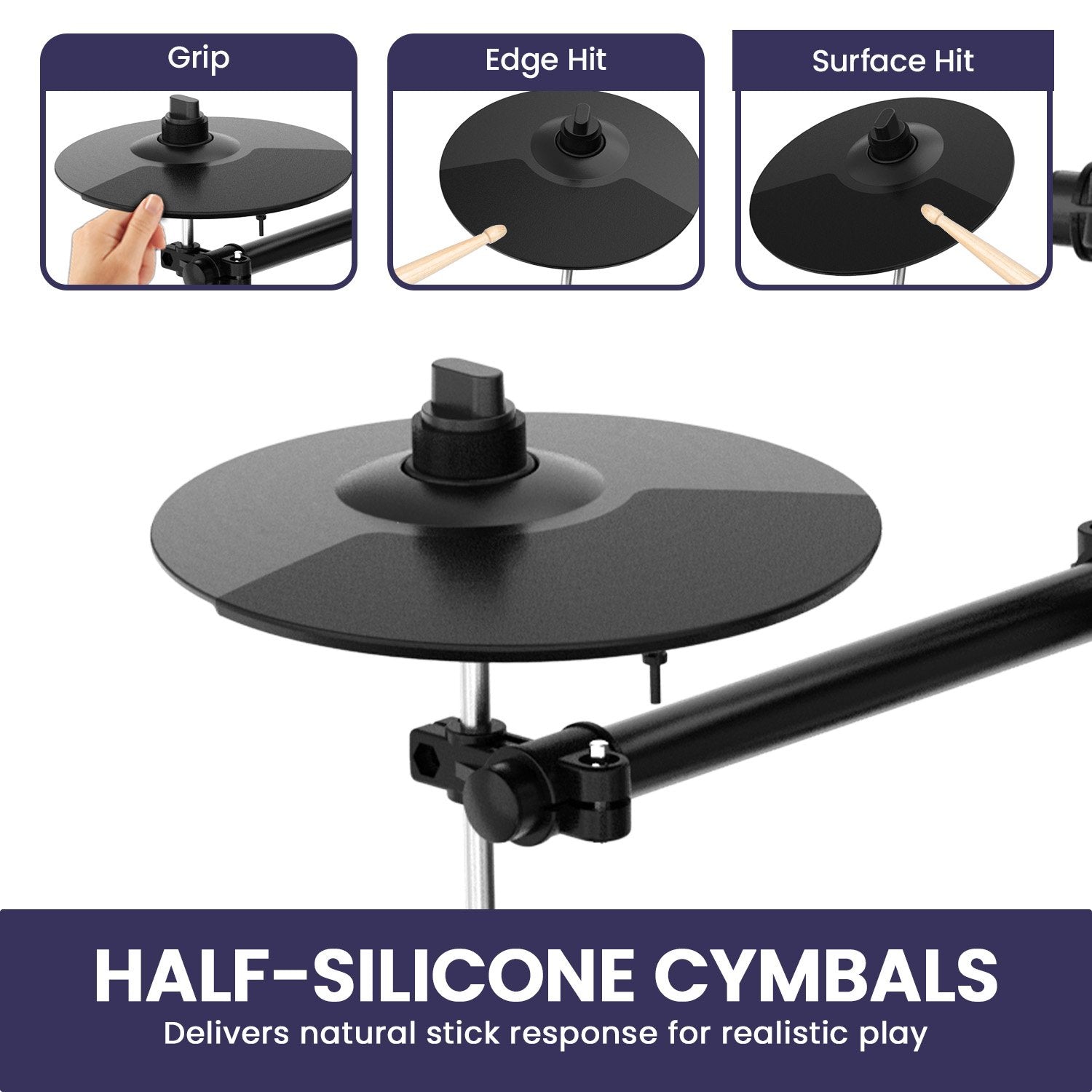 Karrera 18S Electronic Drum Kit Mesh Pads 8in Snare Bluetooth Sounds USB/MIDI Output Kick Pedals Drum Coach & Metronome 11