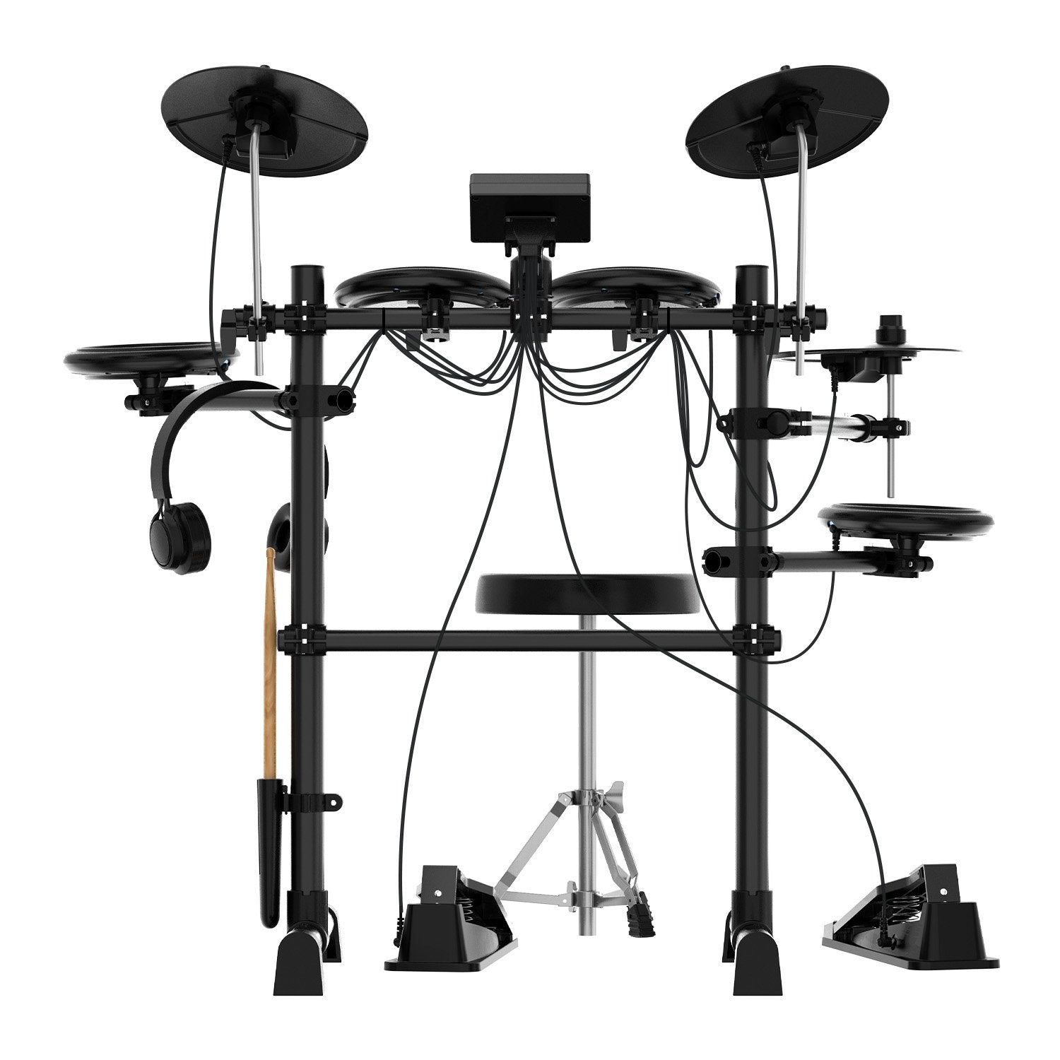 Karrera TDX-16 Electronic Drum Kit with LCD, Toms, Snares Quiet Mesh Pads & Pedals, Adjustable Stool, Headphones 3