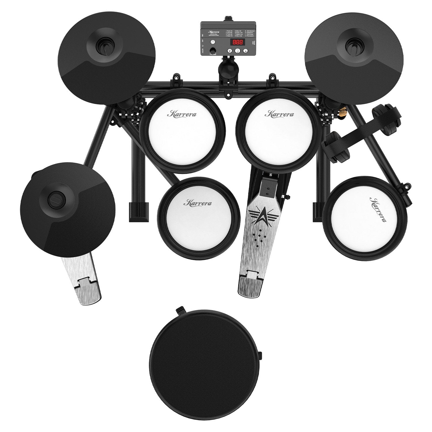 Karrera TDX-16 Electronic Drum Kit with LCD, Toms, Snares Quiet Mesh Pads & Pedals, Adjustable Stool, Headphones 5
