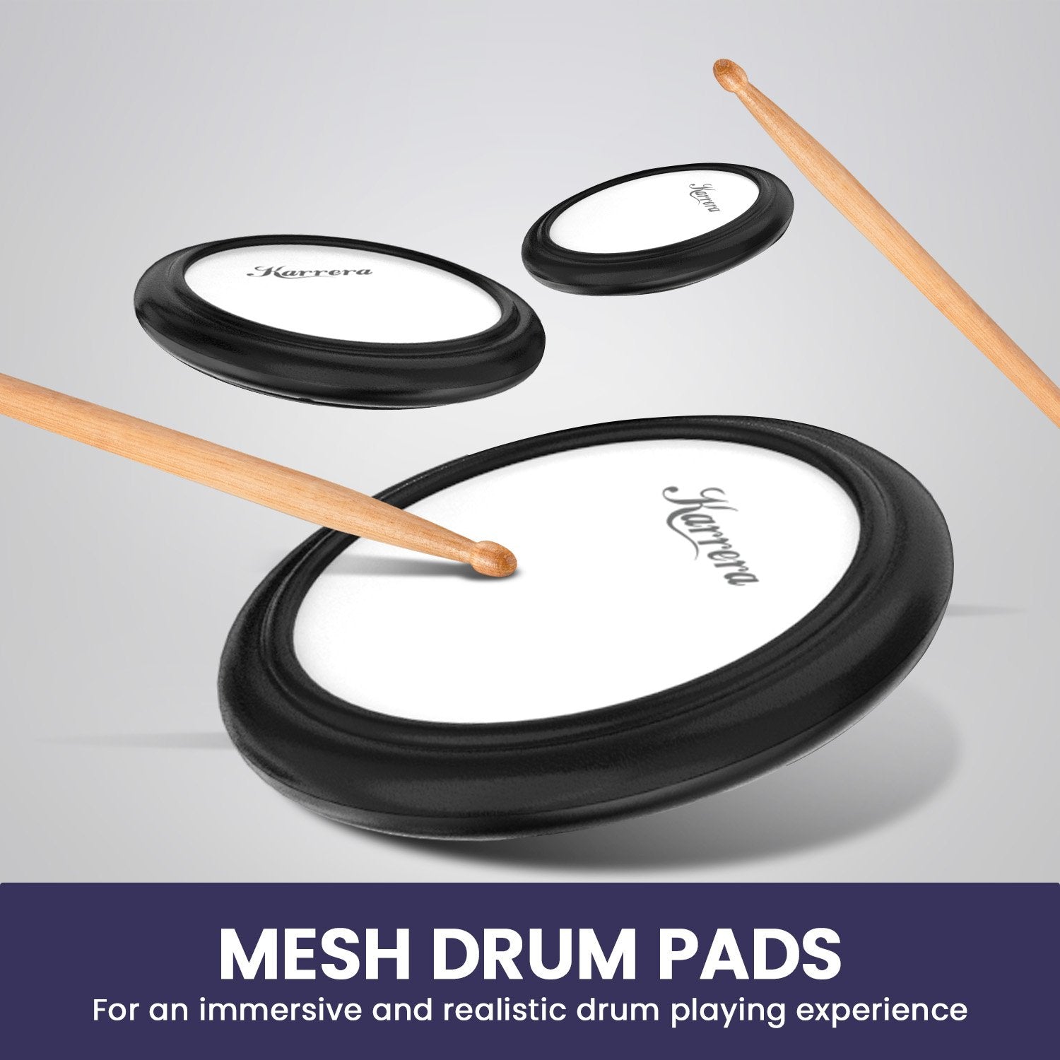 Karrera TDX-16 Electronic Drum Kit with LCD, Toms, Snares Quiet Mesh Pads & Pedals, Adjustable Stool, Headphones 6