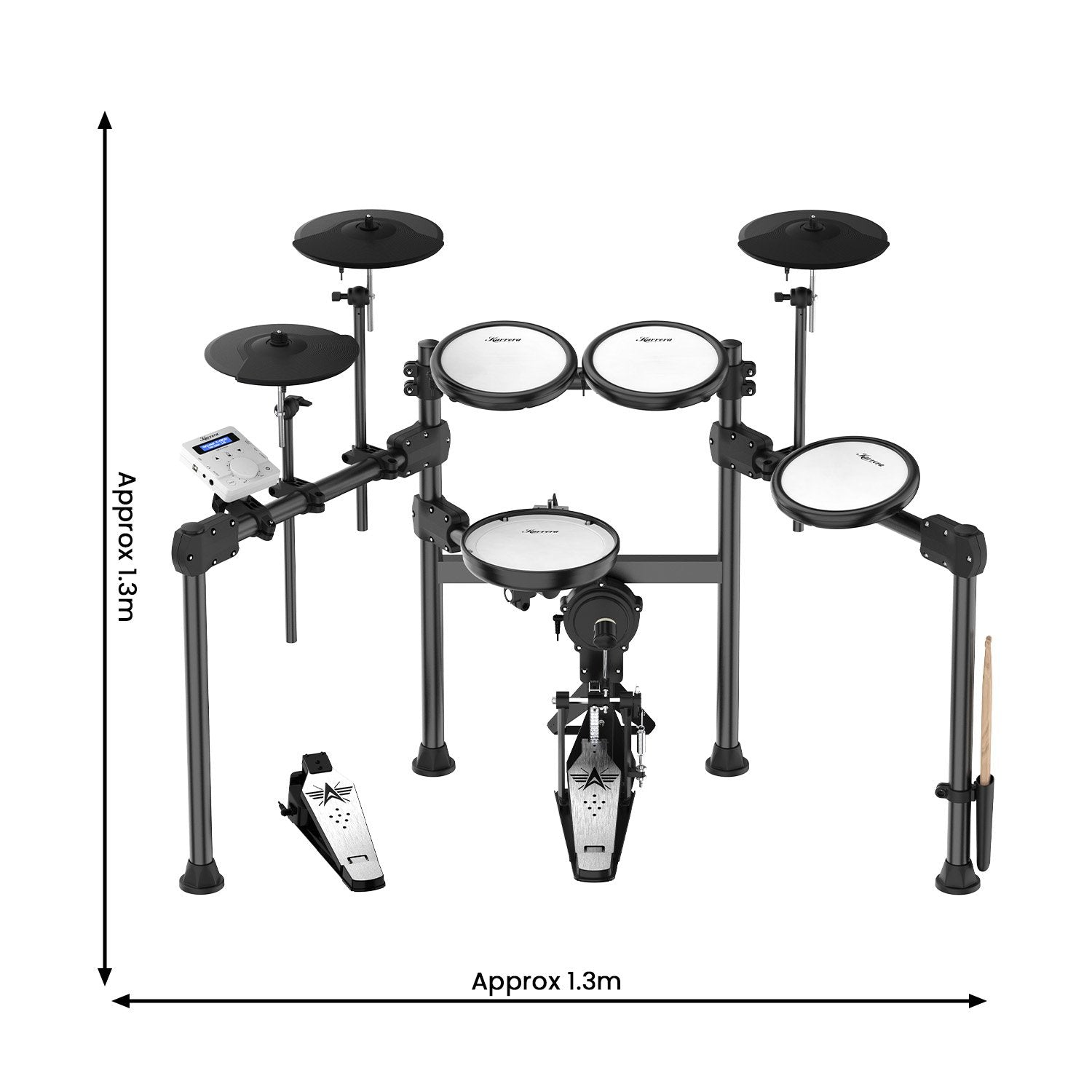 Karrera X23 Electronic Drum Kit with Sound Module, 3 Toms, Snare Quiet Mesh Drum Heads, Cymbals & Pedal 3