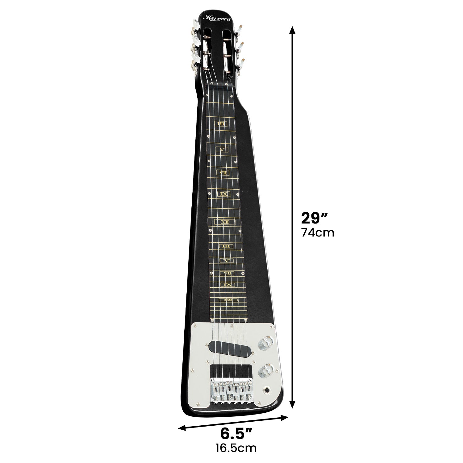 Karrera 29in 6-String Lap Steel Hawaiian Guitar - Black 3