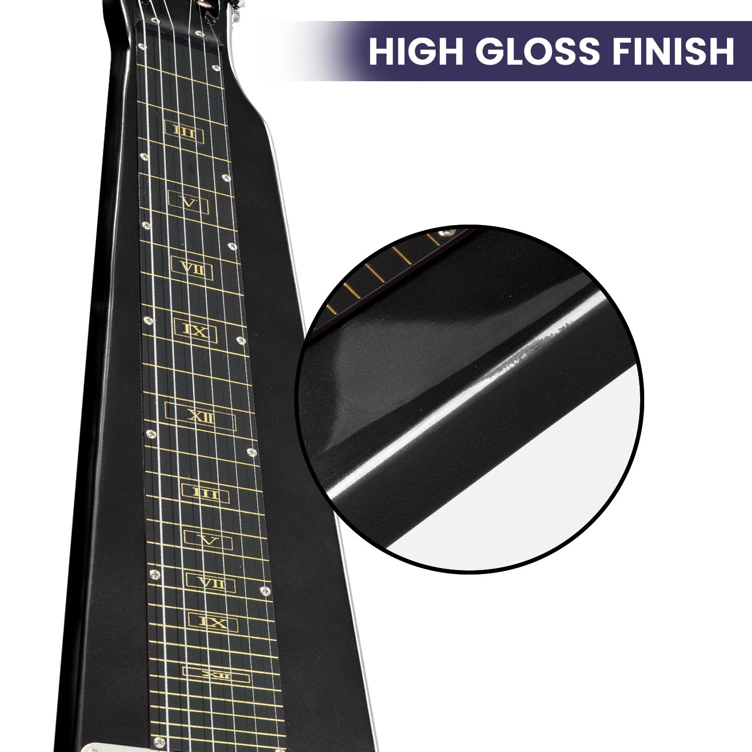 Karrera 29in 6-String Lap Steel Hawaiian Guitar - Black 8