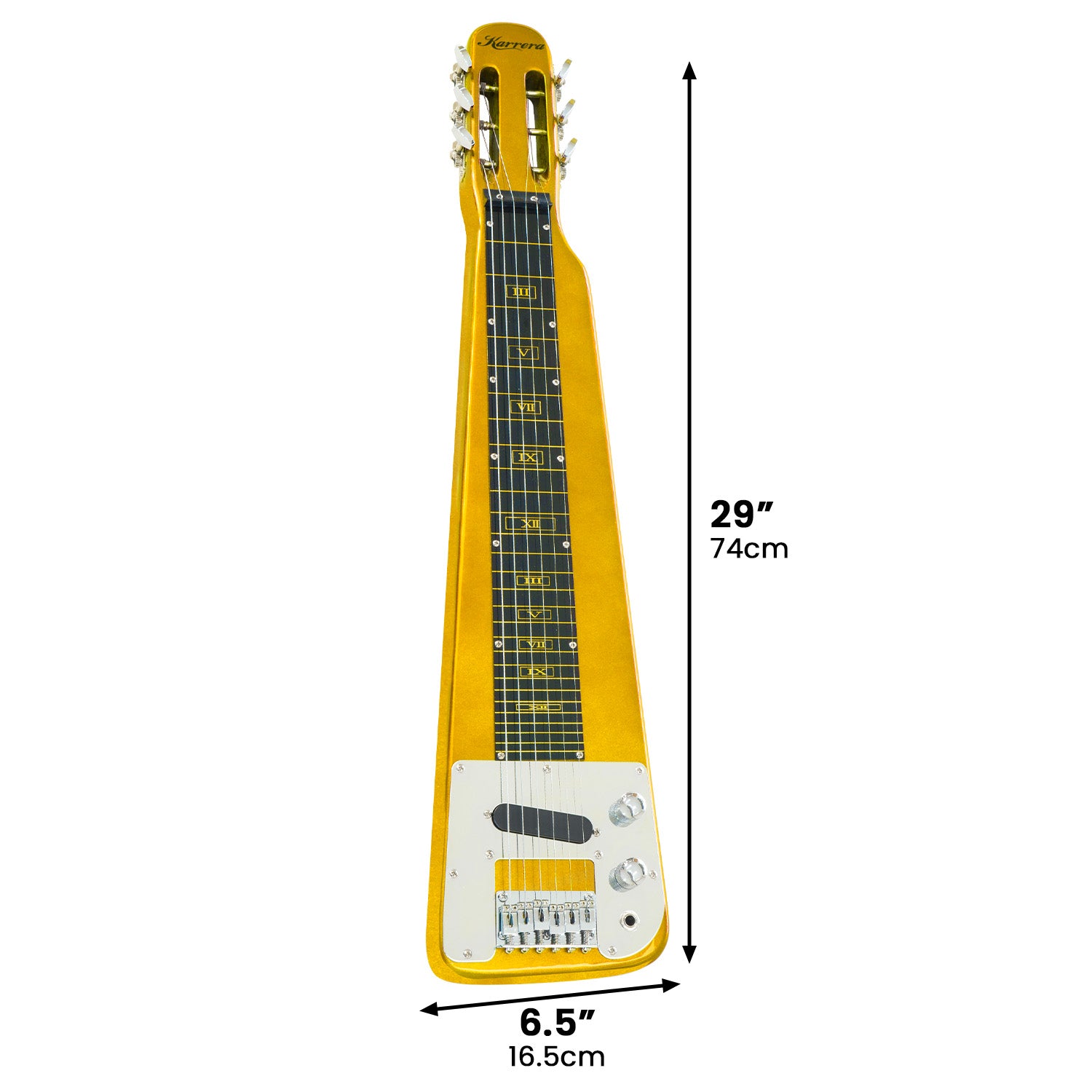 Karrera 29in 6-String Lap Steel Hawaiian Guitar - Metallic Gold 3