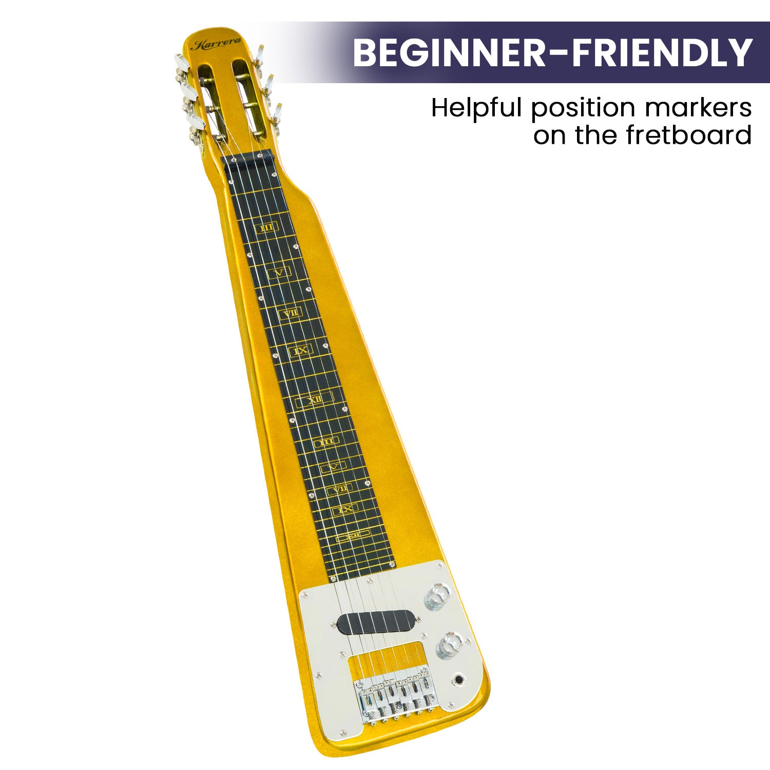 Karrera 29in 6-String Lap Steel Hawaiian Guitar - Metallic Gold 6