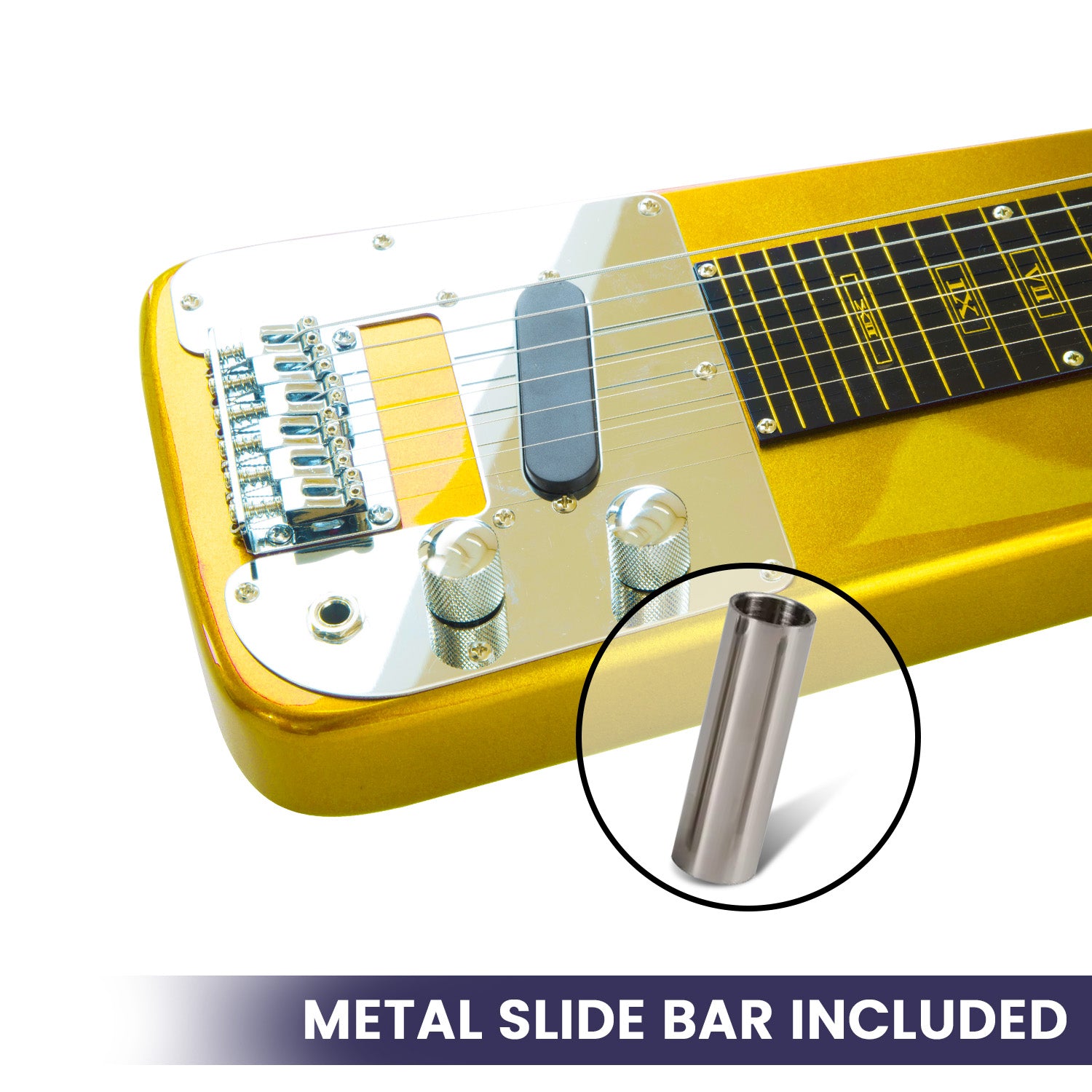 Karrera 29in 6-String Lap Steel Hawaiian Guitar - Metallic Gold 11