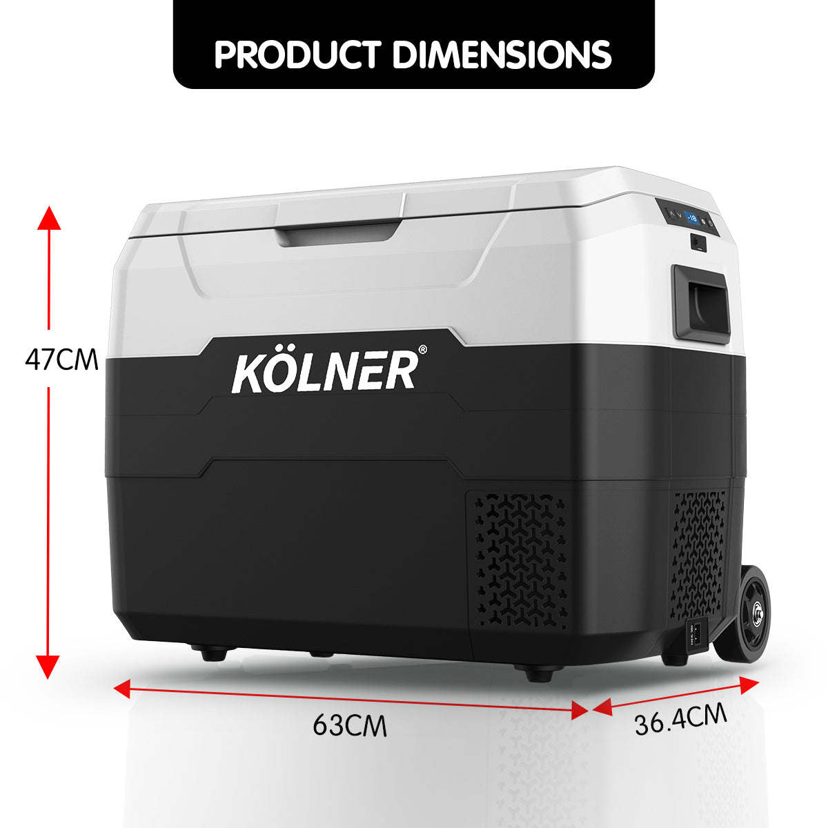 Kolner 40l Fridge Freezer Cooler 12/24/240v Camping Portable Esky Refrigerator With Trolley - Black 10