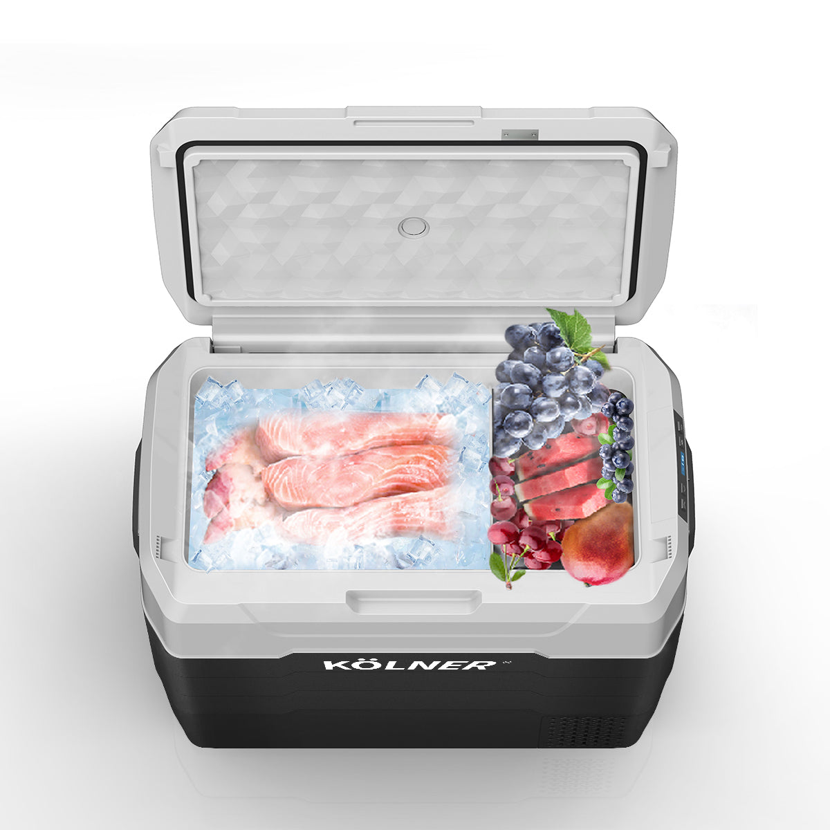 Kolner 50l Fridge Freezer Cooler 12/24/240v Camping Portable Refrigerator With Trolley - Black 7