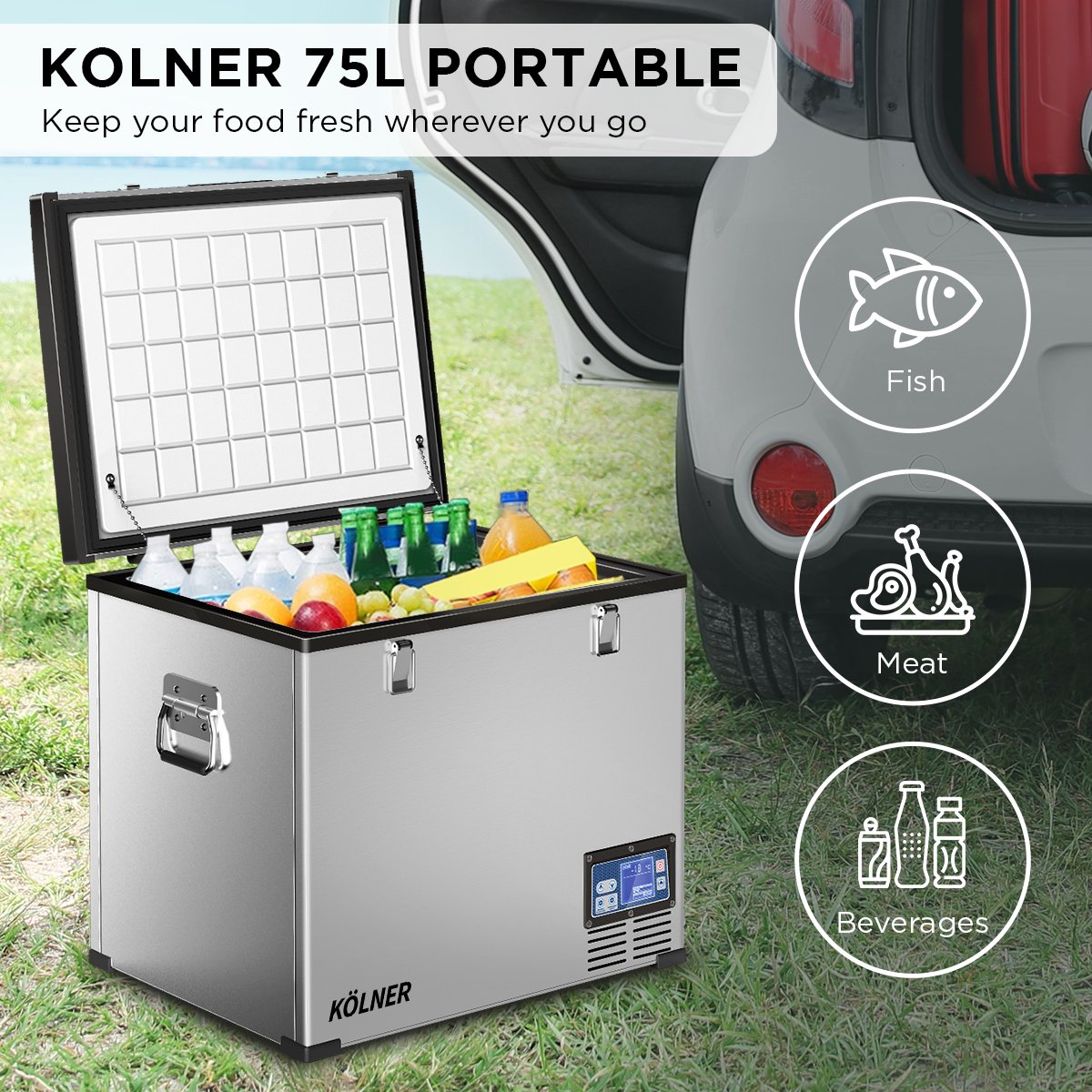 Kolner 75l Portable Fridge Chest Freezer With Lcd Panel - Rv Vehicle Camping Refrigerator 10