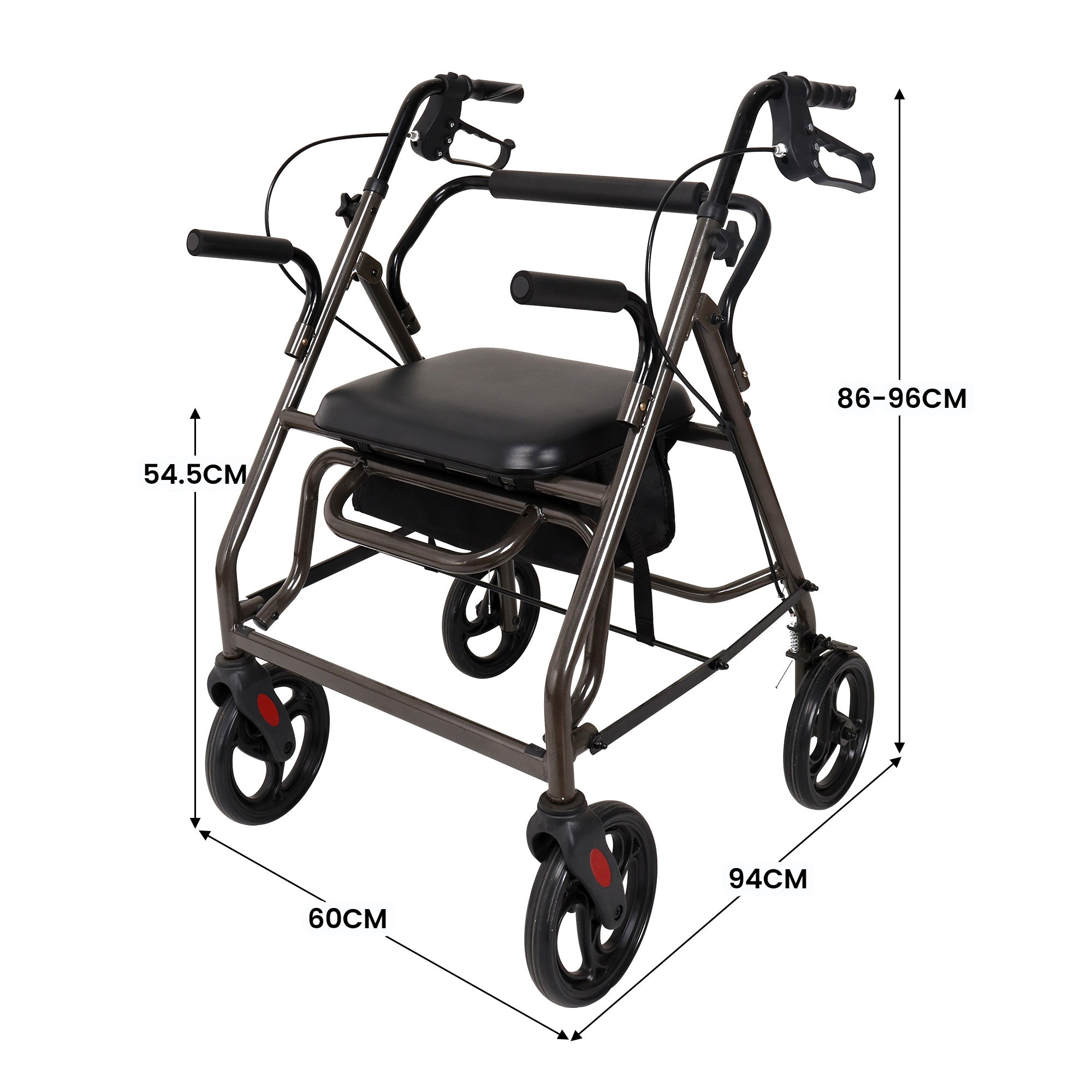 Orthonica Foldable Steel Frame Rollator Walker Lightweight Mobility Aid in Grey 4