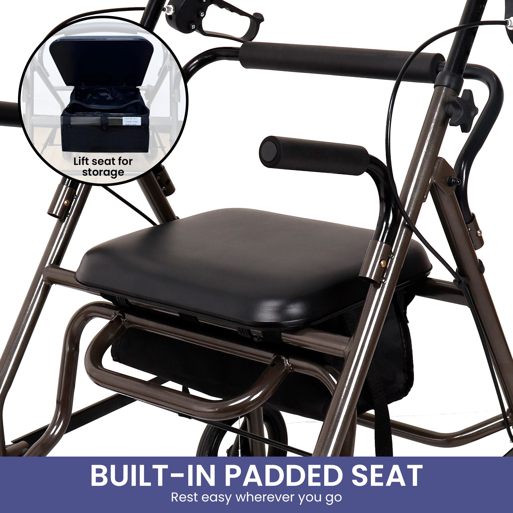 Orthonica Foldable Steel Frame Rollator Walker Lightweight Mobility Aid in Grey 9