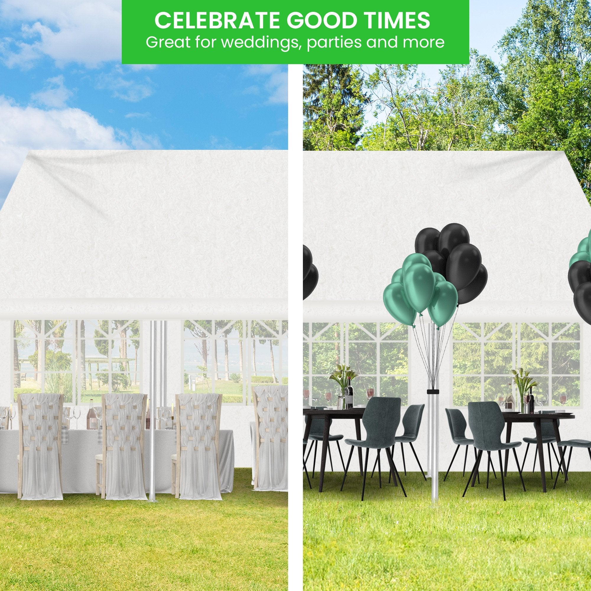 Wallaroo 6x6m Outdoor Event Marquee Gazebo Party Wedding Tent - White 6