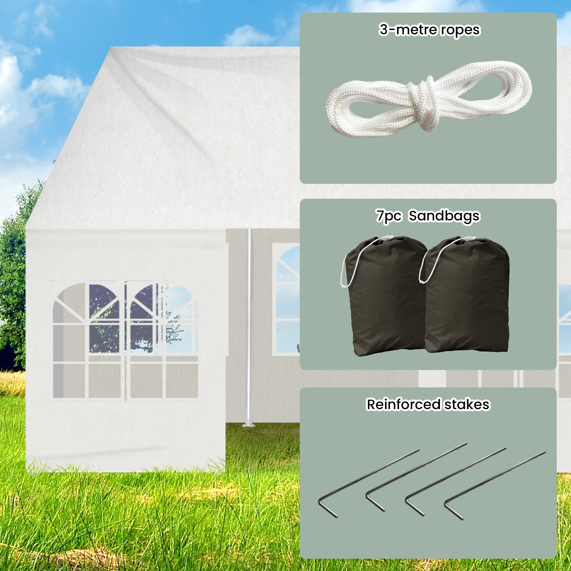 Wallaroo 6x6m Outdoor Event Marquee Gazebo Party Wedding Tent - White 9