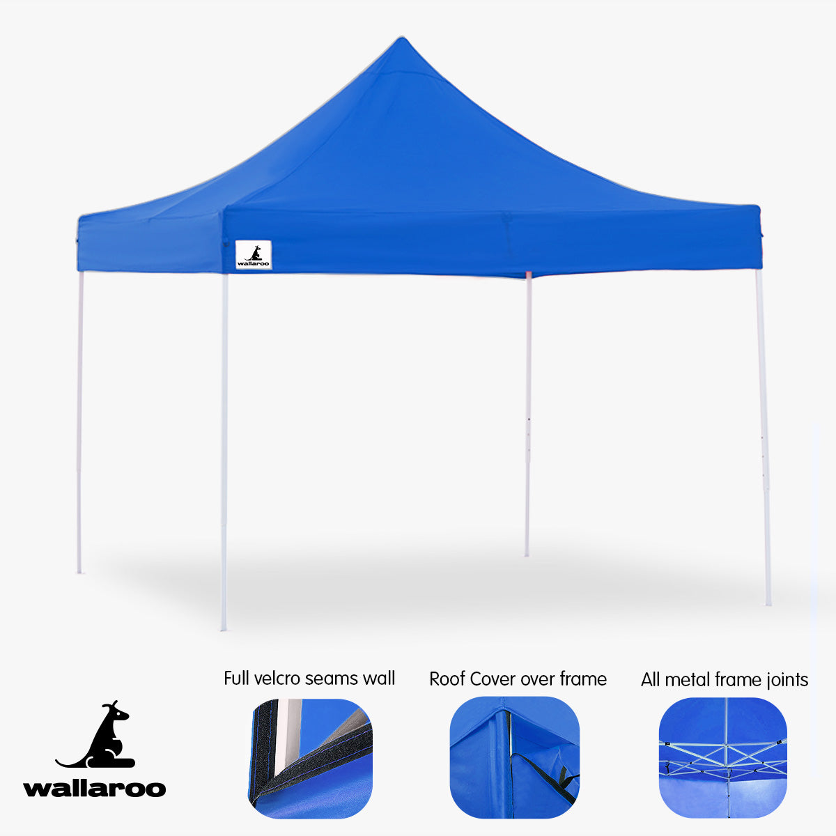 Wallaroo Gazebo Tent Marquee 3x3 PopUp Outdoor- Blue 4