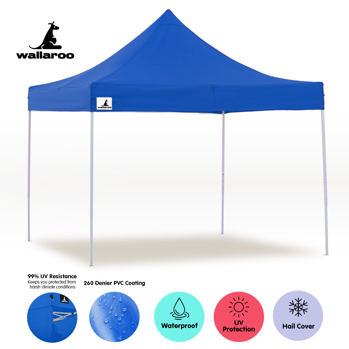 Wallaroo Gazebo Tent Marquee 3x3 PopUp Outdoor- Blue 5
