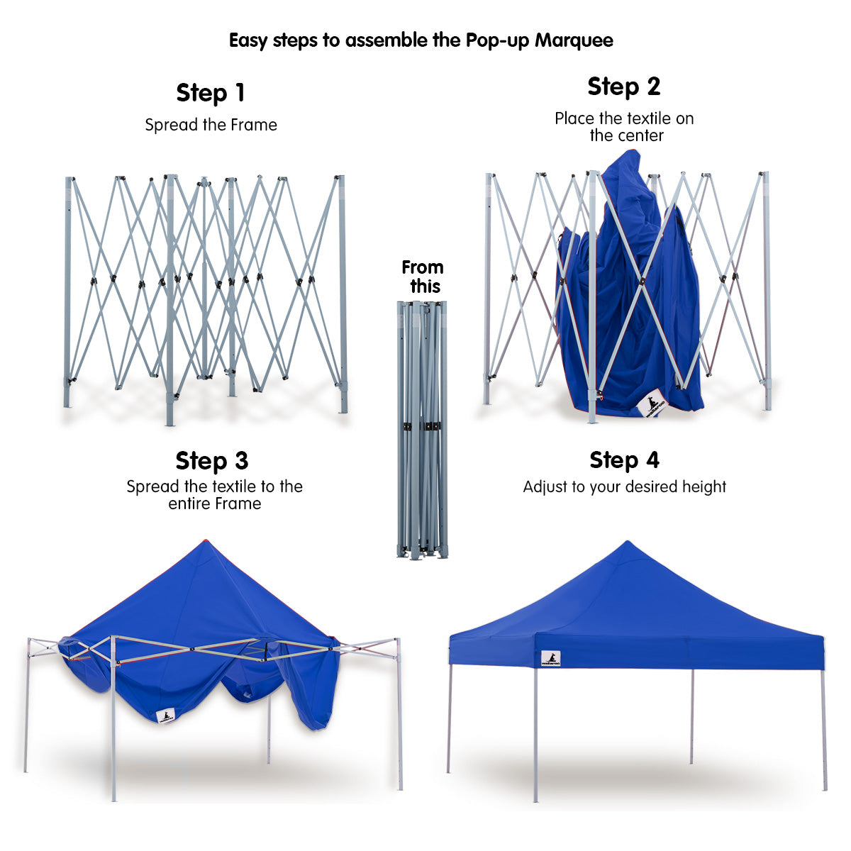 Wallaroo Gazebo Tent Marquee 3x3 PopUp Outdoor- Blue 6