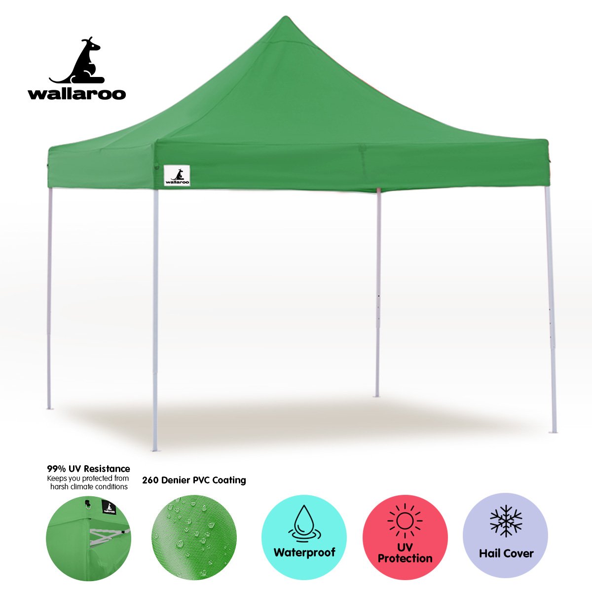 Wallaroo Gazebo Tent Marquee 3x3 Popup Outdoor - Green 5