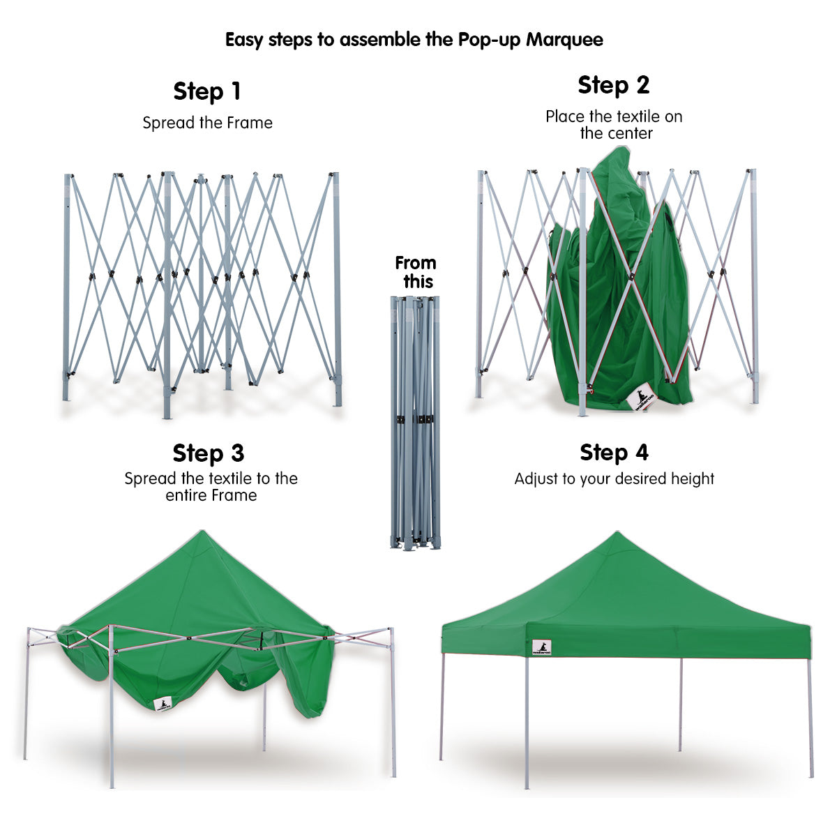 Wallaroo Gazebo Tent Marquee 3x3 Popup Outdoor - Green 6