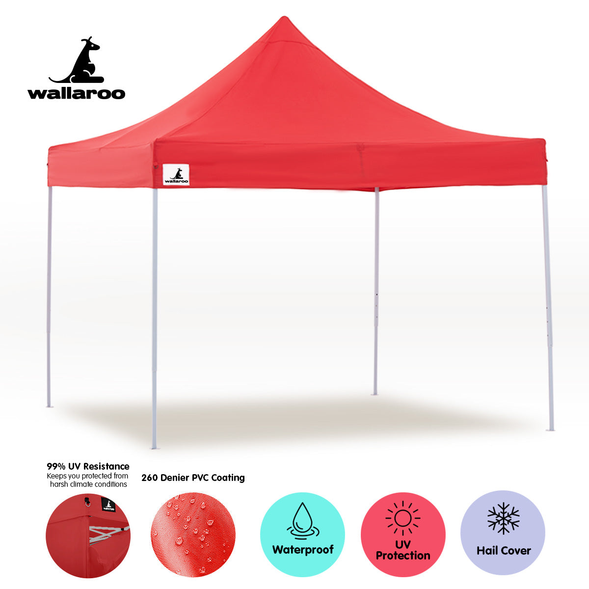 Wallaroo Gazebo Tent Marquee 3x3 PopUp Outdoor  Red 7