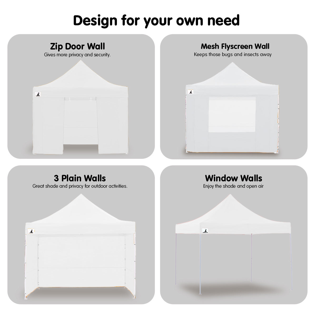 Wallaroo Gazebo Tent Marquee 3x3 PopUp Outdoor Wallaroo White 3