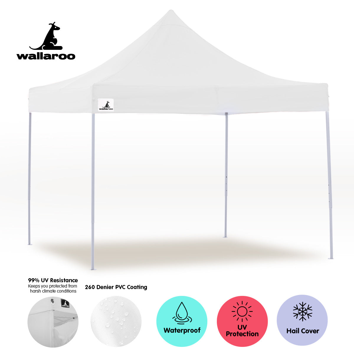 Wallaroo Gazebo Tent Marquee 3x3 PopUp Outdoor Wallaroo White 4