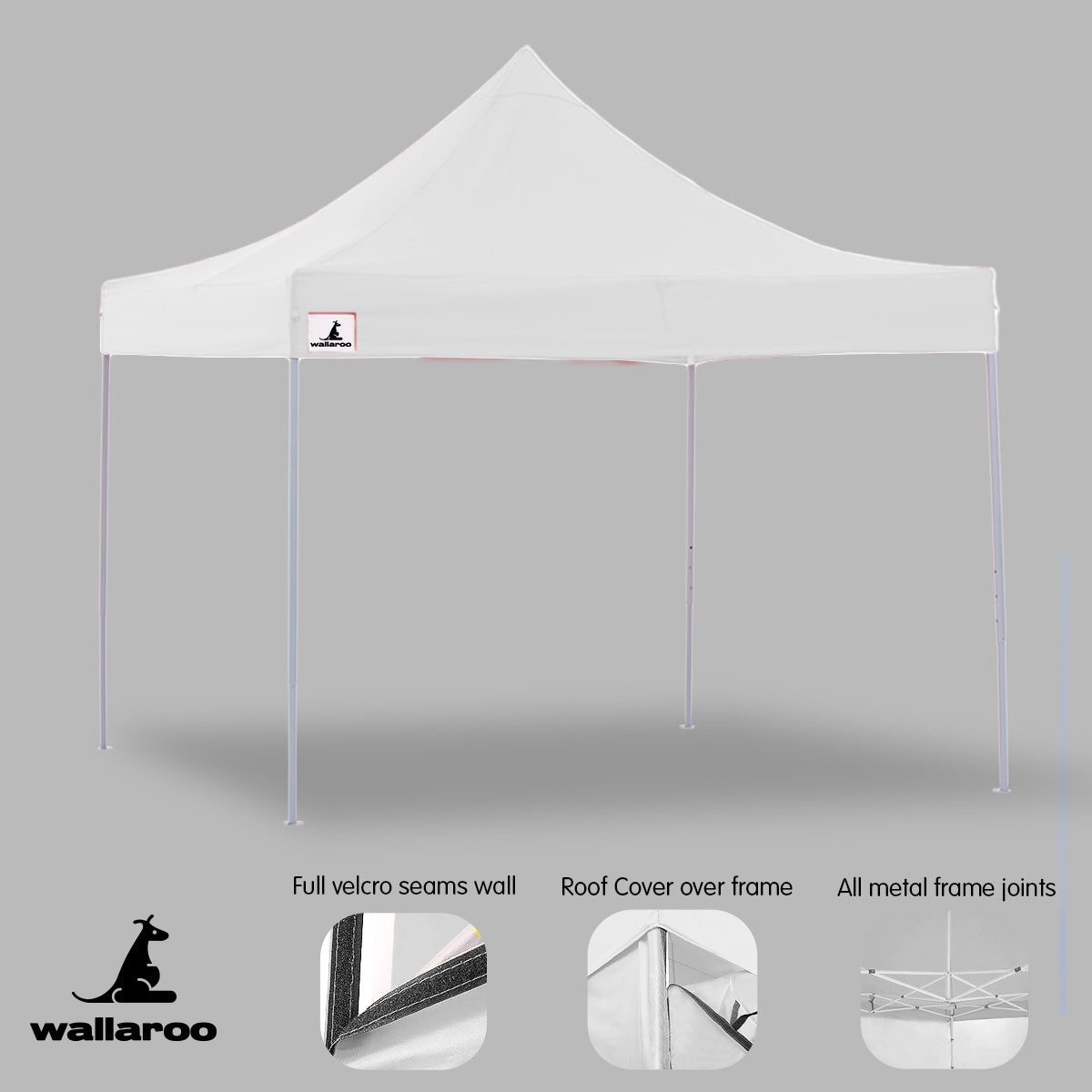 Wallaroo Gazebo Tent Marquee 3x3 PopUp Outdoor Wallaroo White 5