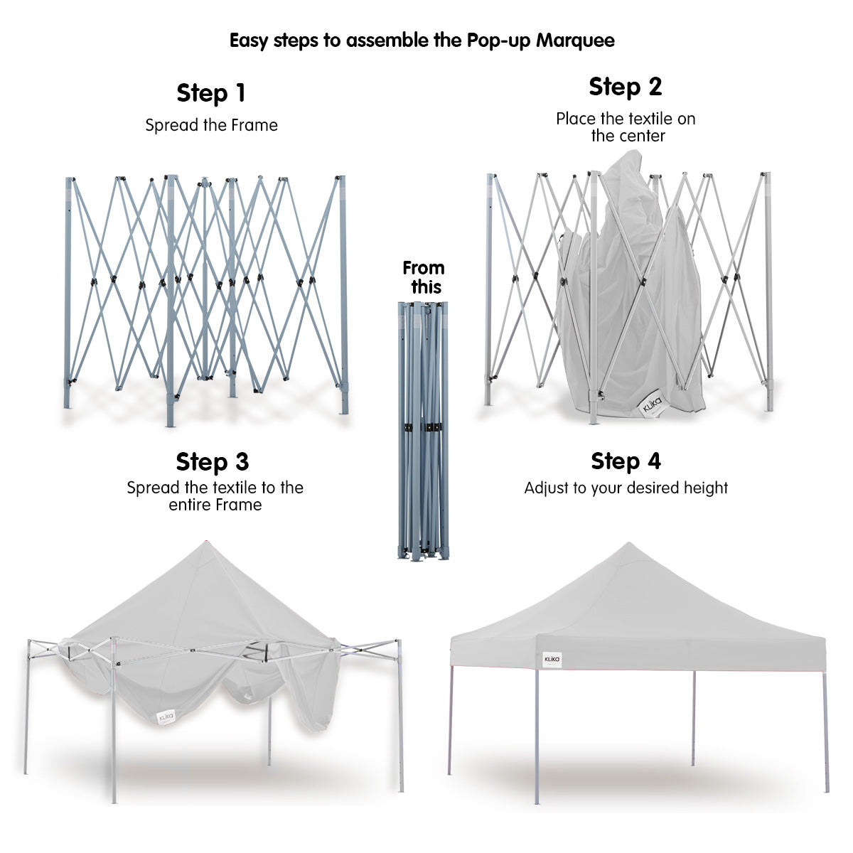 Wallaroo Gazebo Tent Marquee 3x3 PopUp Outdoor Wallaroo White 6