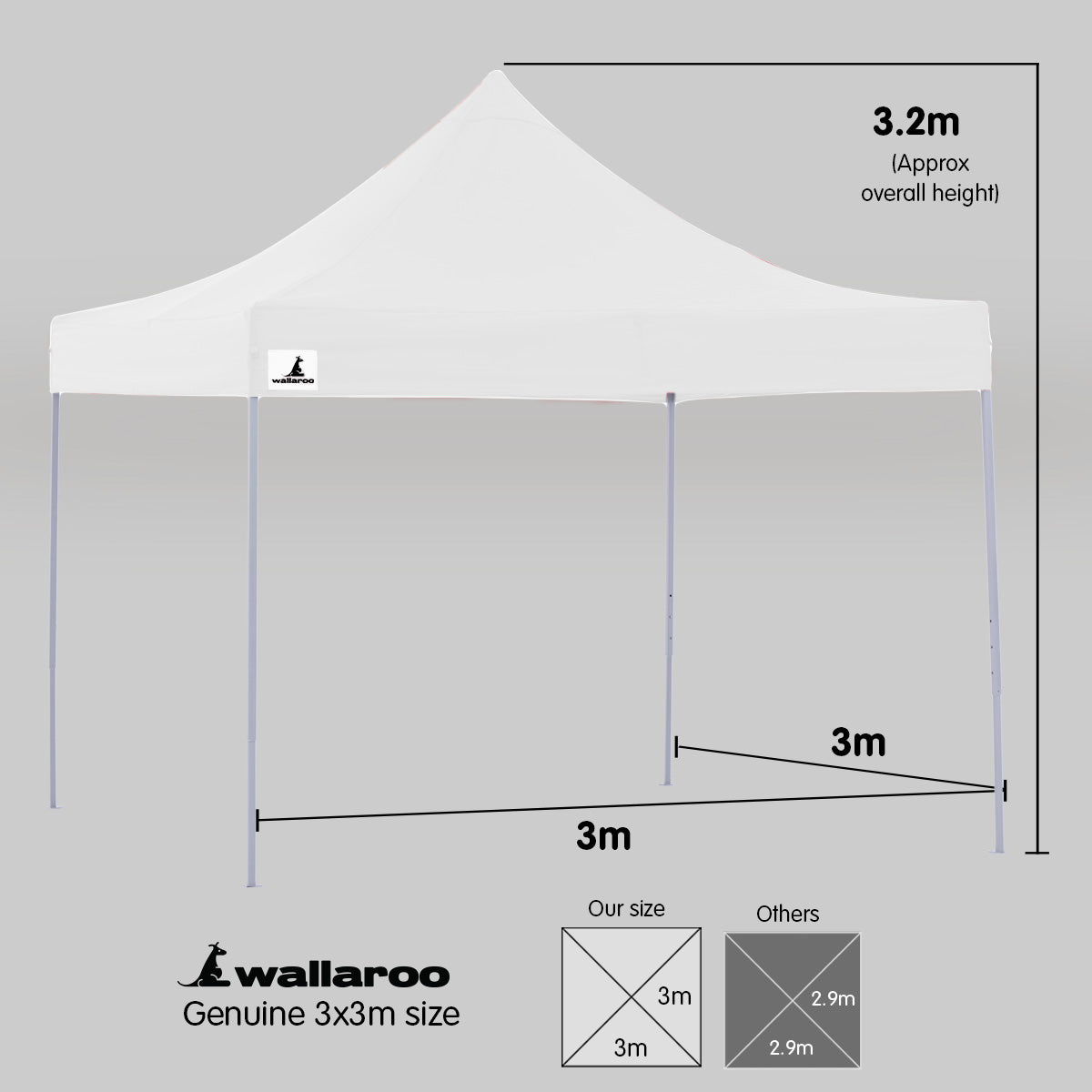 Wallaroo Gazebo Tent Marquee 3x3 PopUp Outdoor Wallaroo White 8