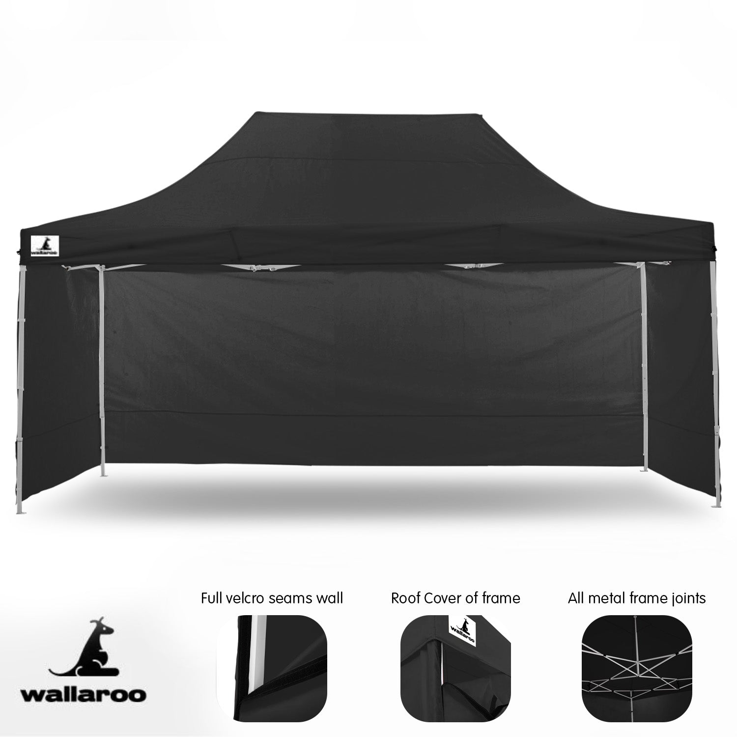 Wallaroo Gazebo Tent Marquee 3x4.5m PopUp Outdoor Black 9