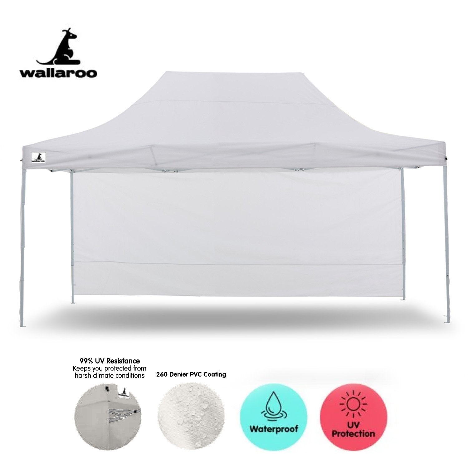Wallaroo Gazebo Tent Marquee 3x4.5m PopUp Outdoor White 3