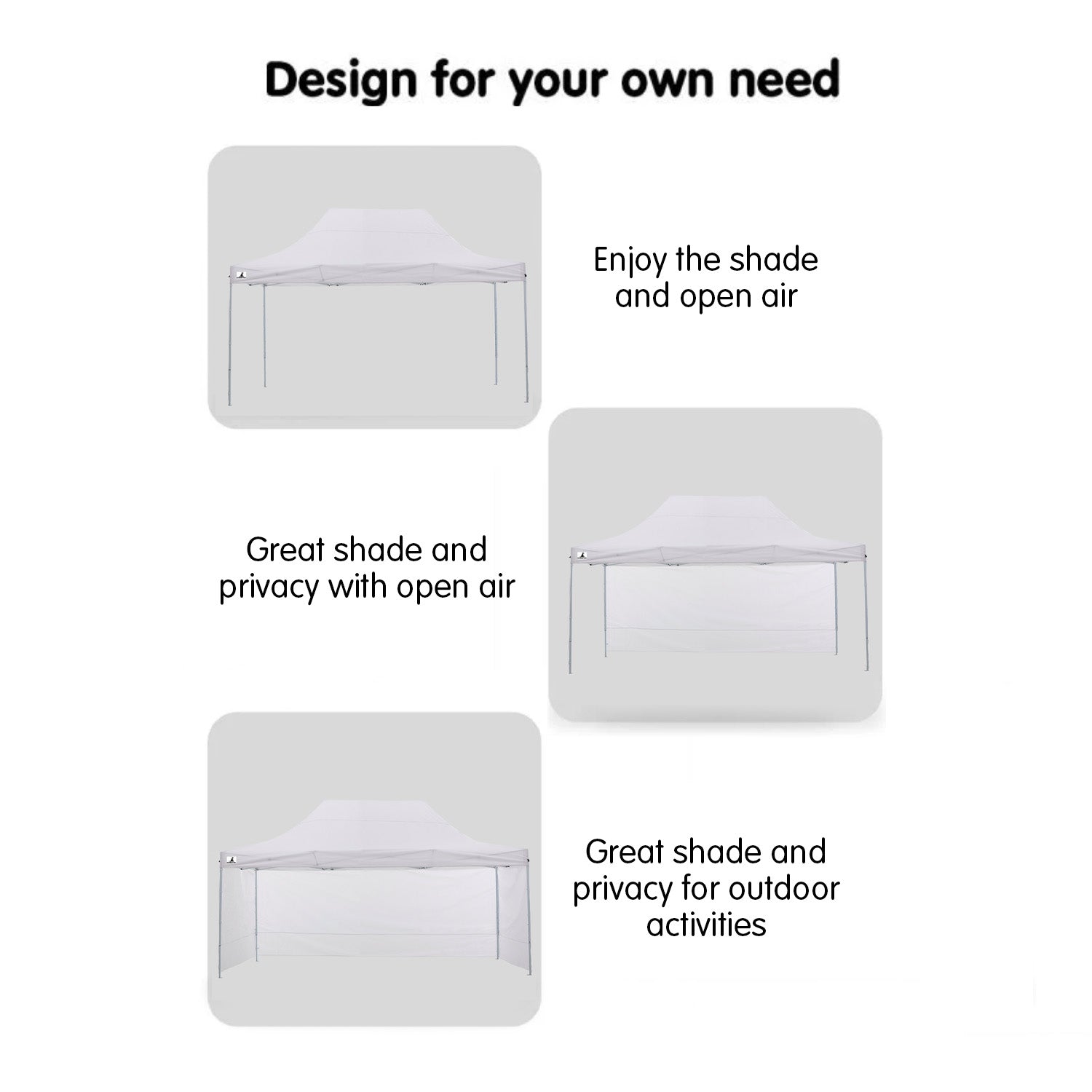 Wallaroo Gazebo Tent Marquee 3x4.5m PopUp Outdoor White 10