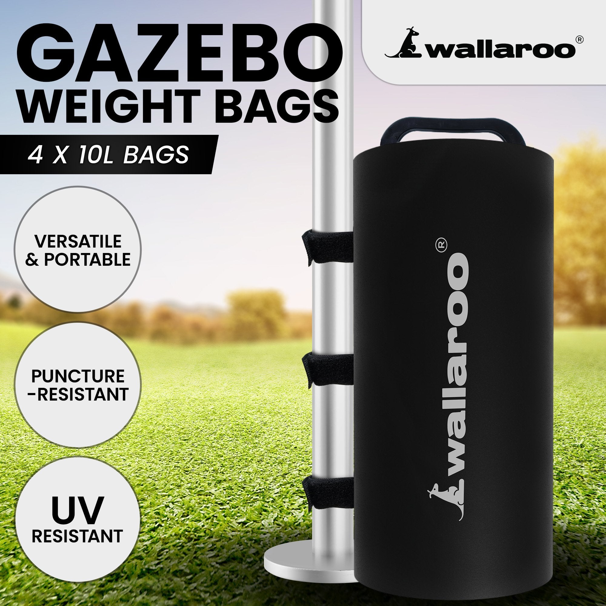 Wallaroo 10L Weight Bags 4 Pcs Gazebo Pods Canopy Eco-friendly Anchor In Black 10